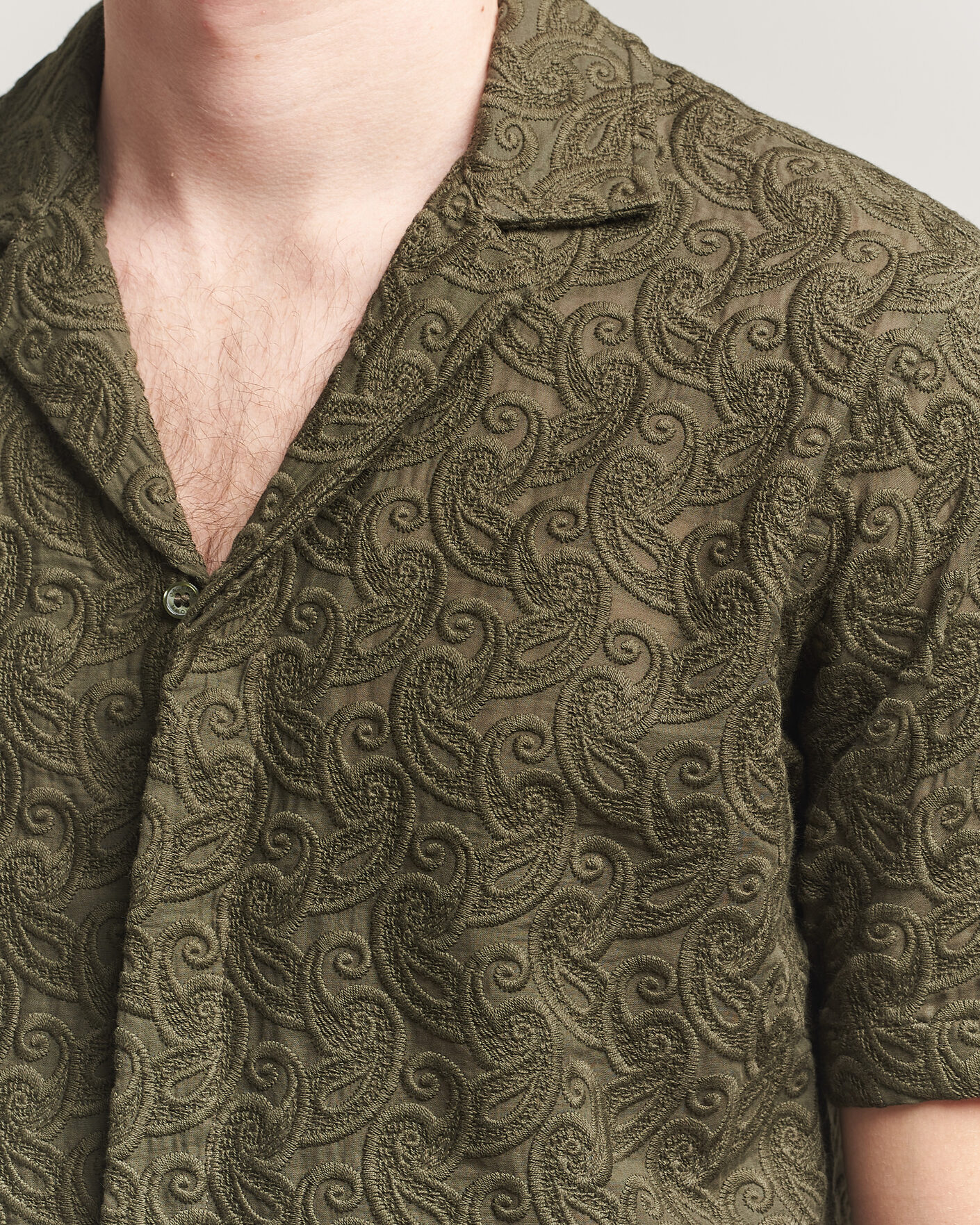 Homme | Chemises | Orlebar Brown | Maitan Brodery Shirt Bayleaf Green