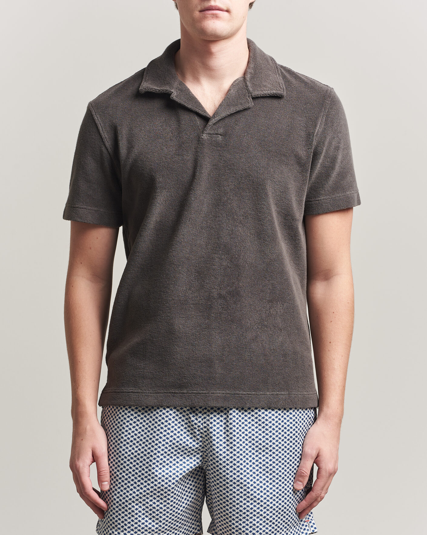 Homme | Polos | Orlebar Brown | Terry Resort Polo Elephant Grey