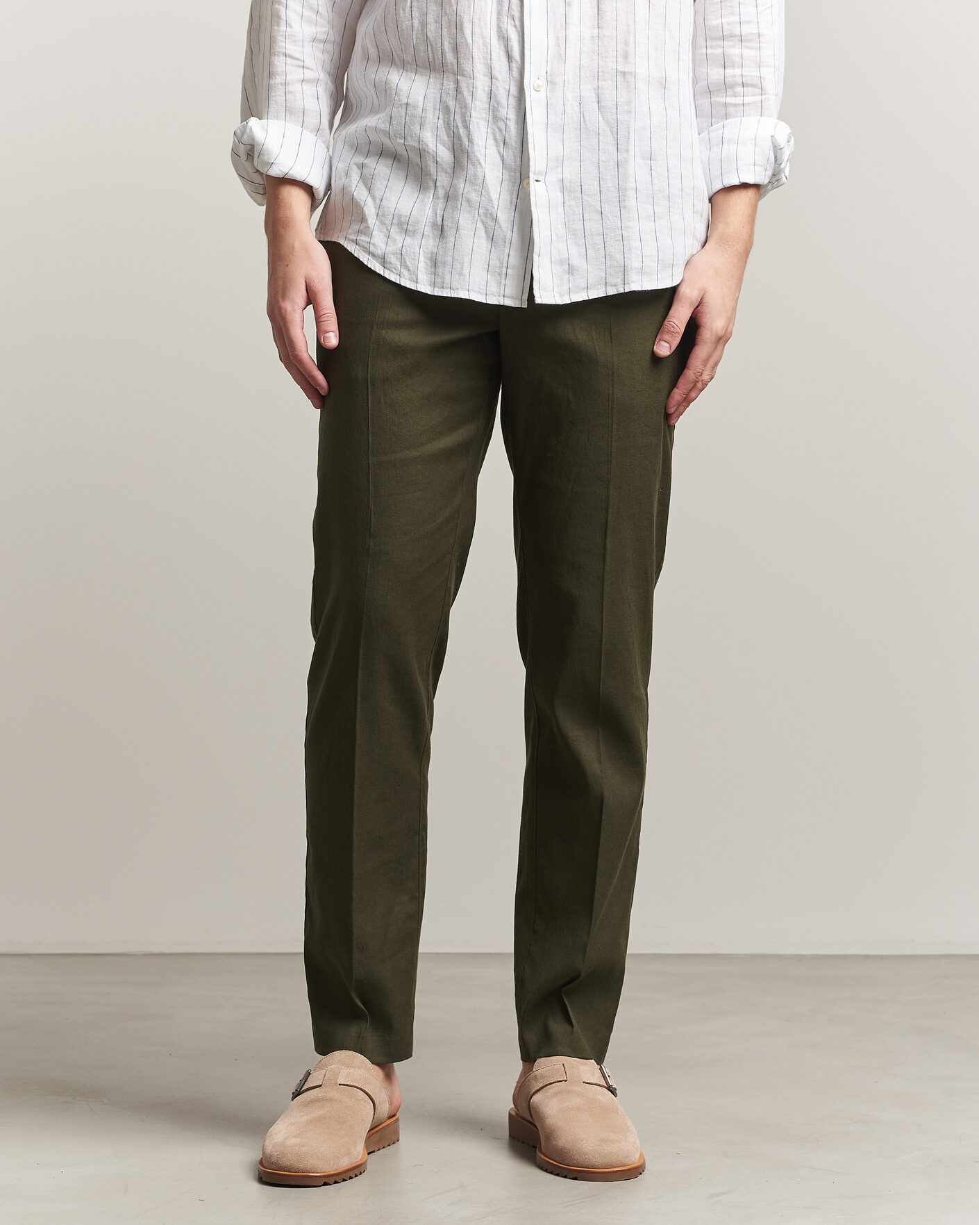 Homme | Pantalons | Orlebar Brown | Ray Linen Pants Bayleaf Green
