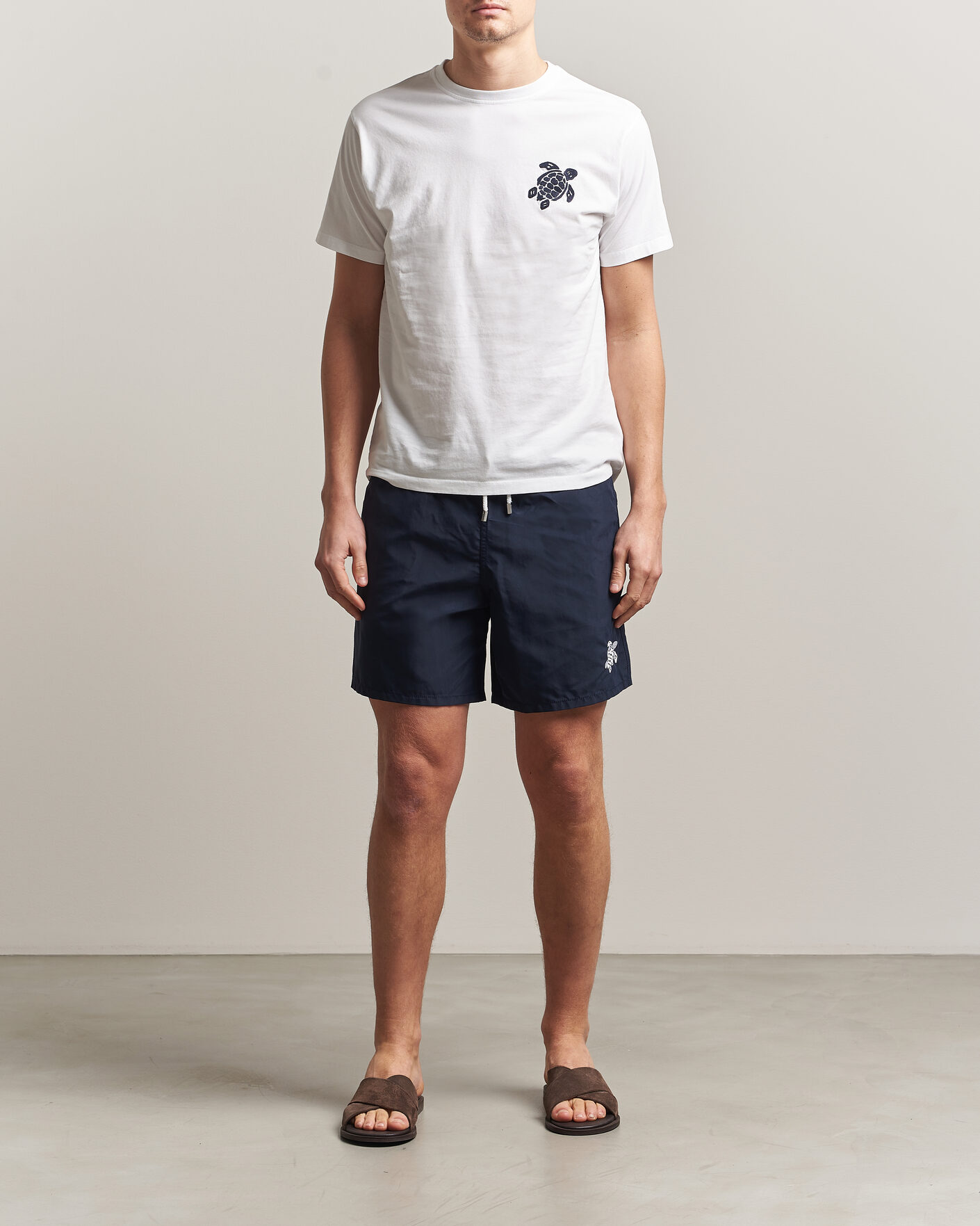 Homme | Maillots De Bain | Vilebrequin | Moka Swimshorts Marine/Blanc