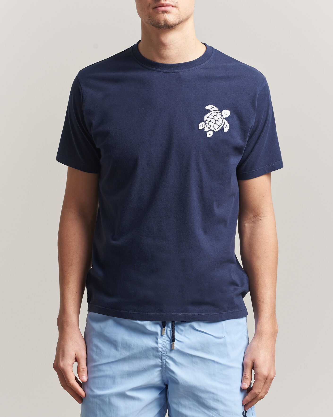 Homme | T-shirts | Vilebrequin | Embroidered Crew Neck T-Shirt Bleu Marine