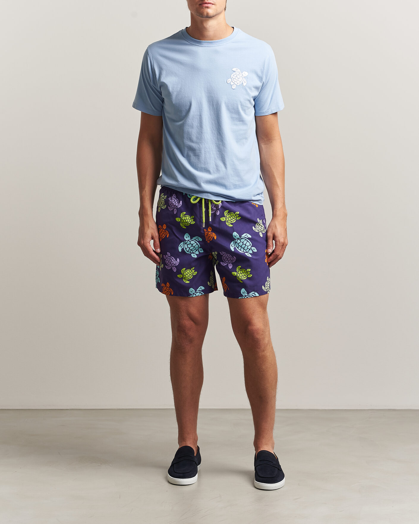 Homme | T-shirts | Vilebrequin | Printed Crew Neck T-Shirt Cloudy Blue