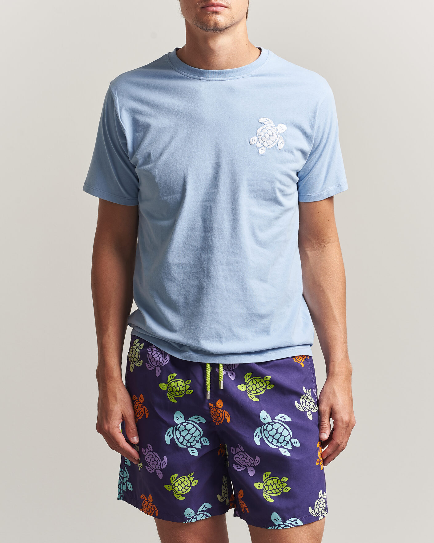 Homme | T-shirts | Vilebrequin | Printed Crew Neck T-Shirt Cloudy Blue