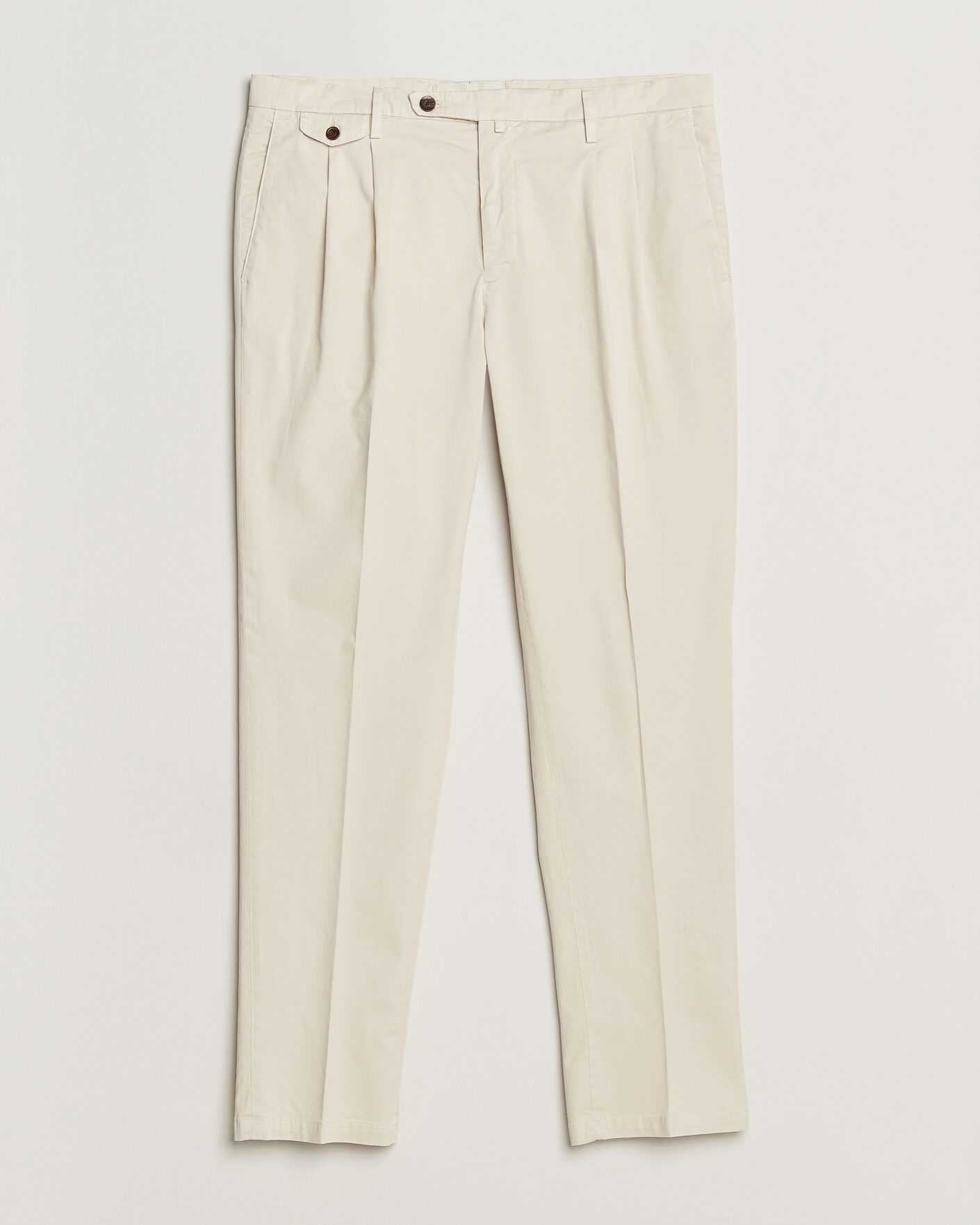 Homme | Pantalons | Briglia 1949 | Easy Fit Pleated Cotton Stretch Chino Cream