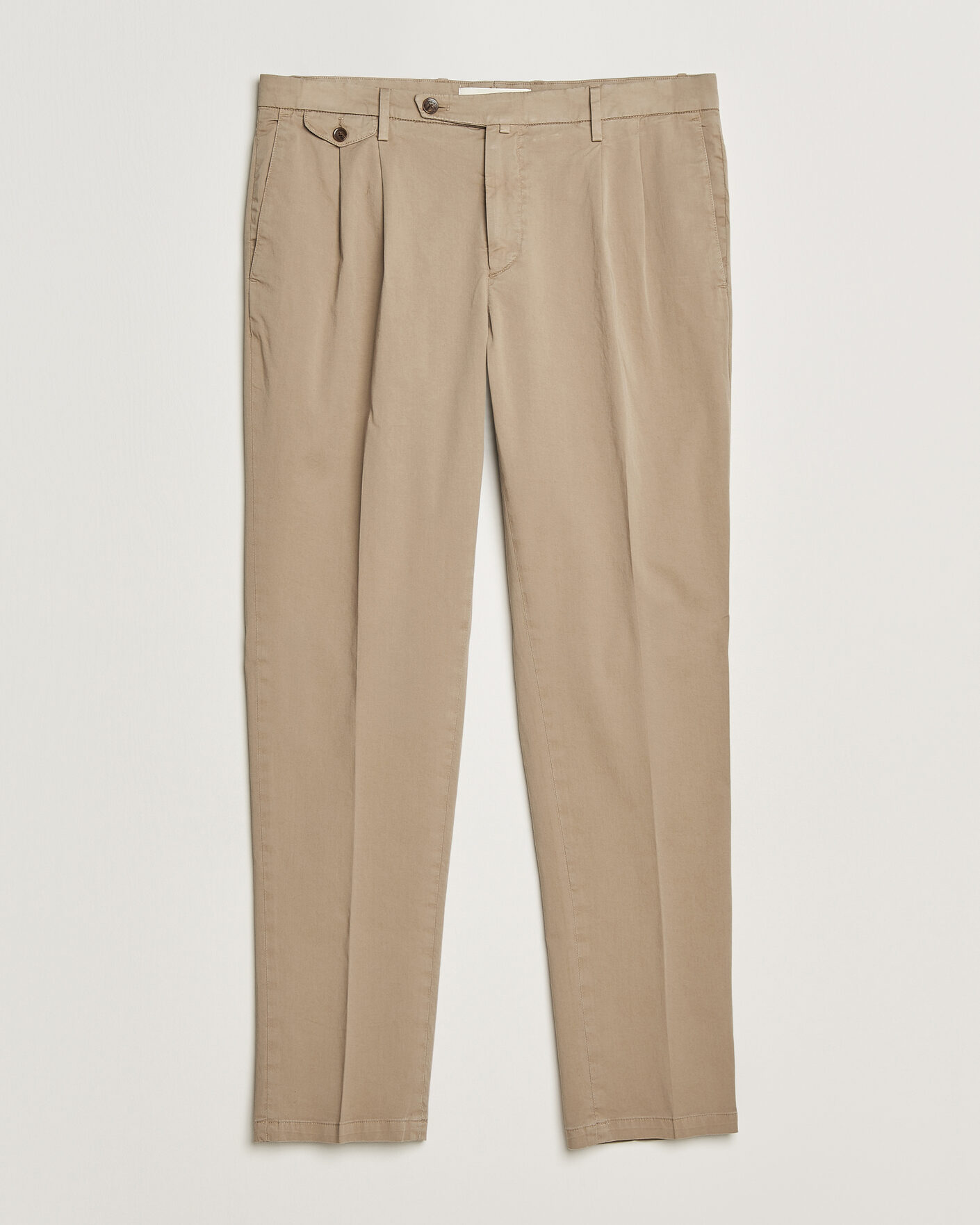 Homme | Pantalons | Briglia 1949 | Easy Fit Pleated Cotton Stretch Chino Taupe