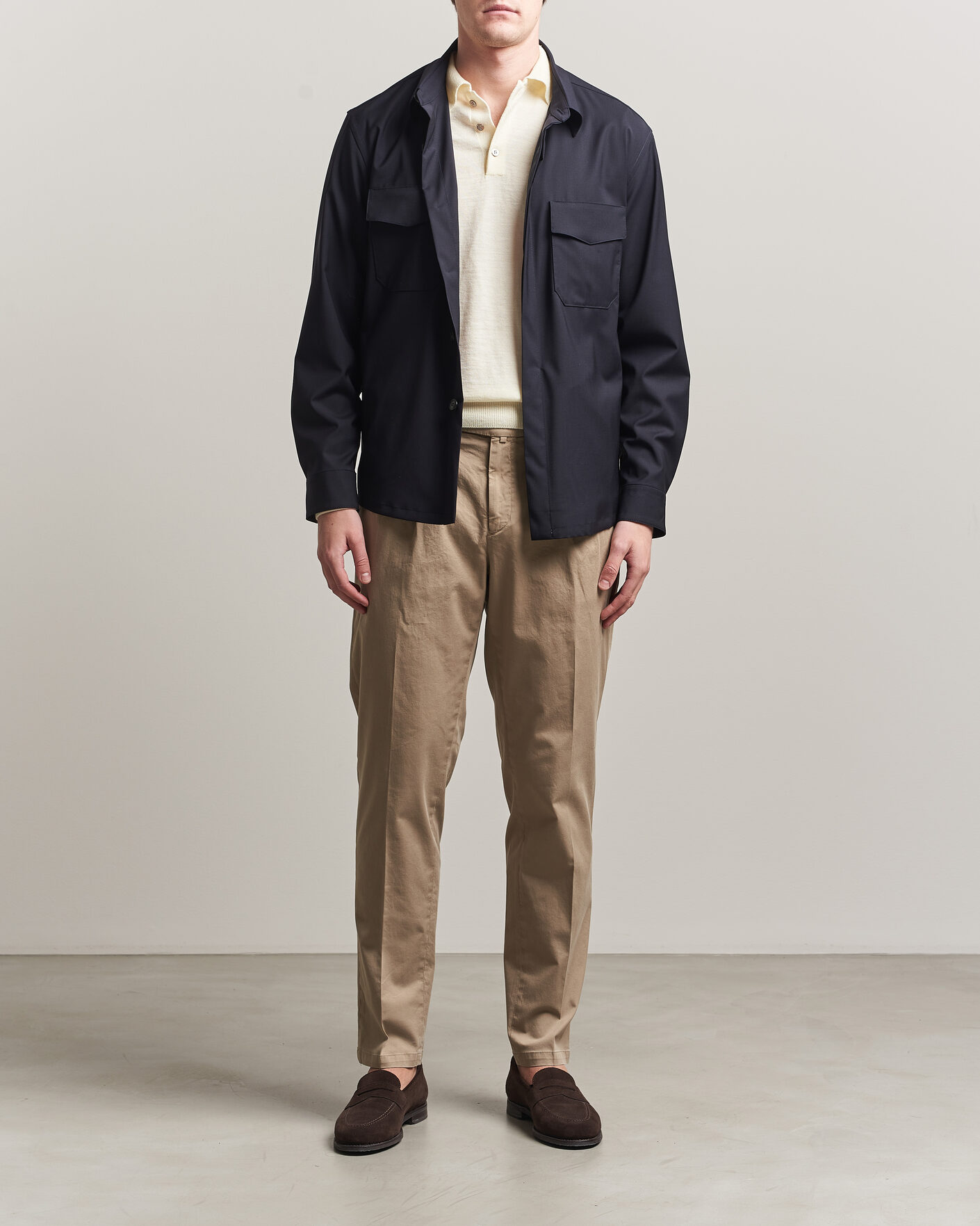 Homme | Pantalons | Briglia 1949 | Easy Fit Pleated Cotton Stretch Chino Taupe