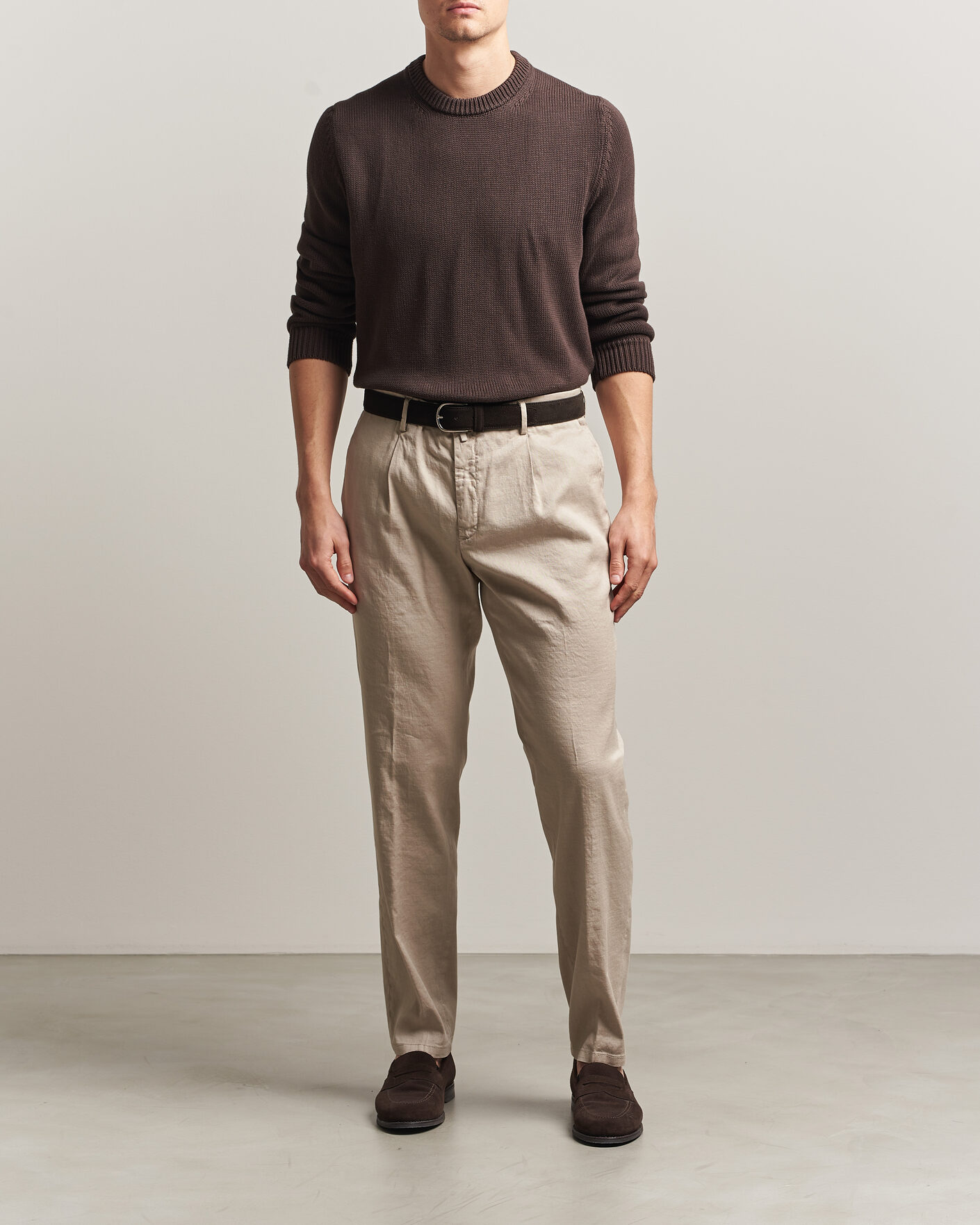 Homme | Pantalons | Briglia 1949 | Pleated Linen Trousers Beige