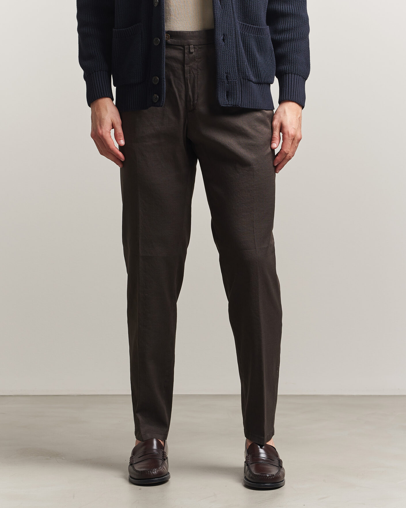 Homme | Pantalons | Briglia 1949 | Pleated Linen Trousers Brown