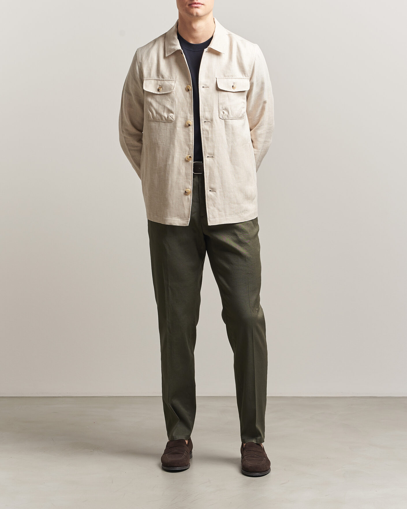 Homme | Pantalons | Briglia 1949 | Pleated Linen Trousers Olive
