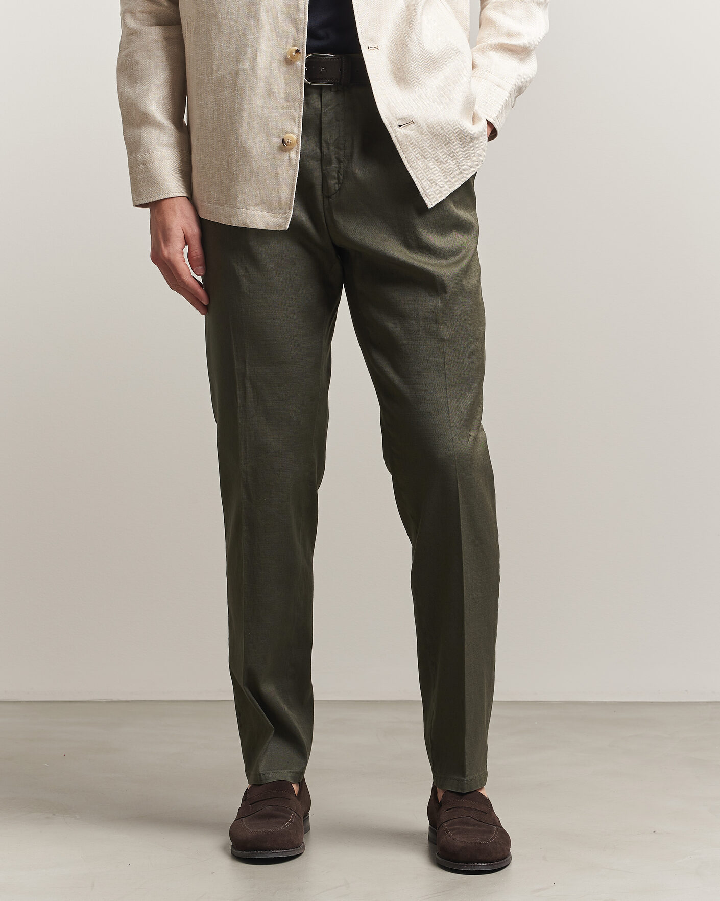 Homme | Pantalons | Briglia 1949 | Pleated Linen Trousers Olive