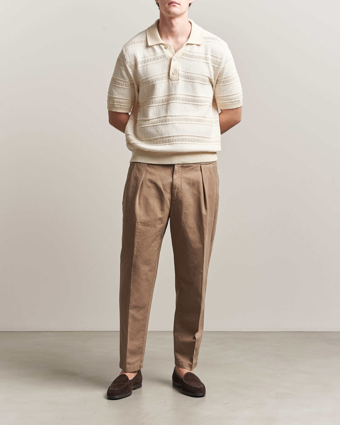 Homme | Pantalons | Briglia 1949 | Portobello Loose Fit Cotton/Linen Trousers Beige
