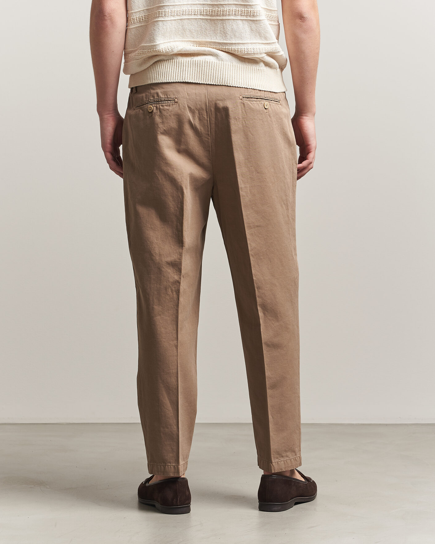 Homme | Pantalons | Briglia 1949 | Portobello Loose Fit Cotton/Linen Trousers Beige