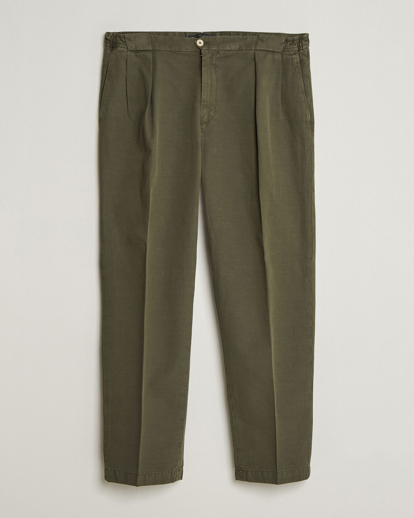 Homme | Pantalons | Briglia 1949 | Portobello Loose Fit Cotton/Linen Trousers Olive