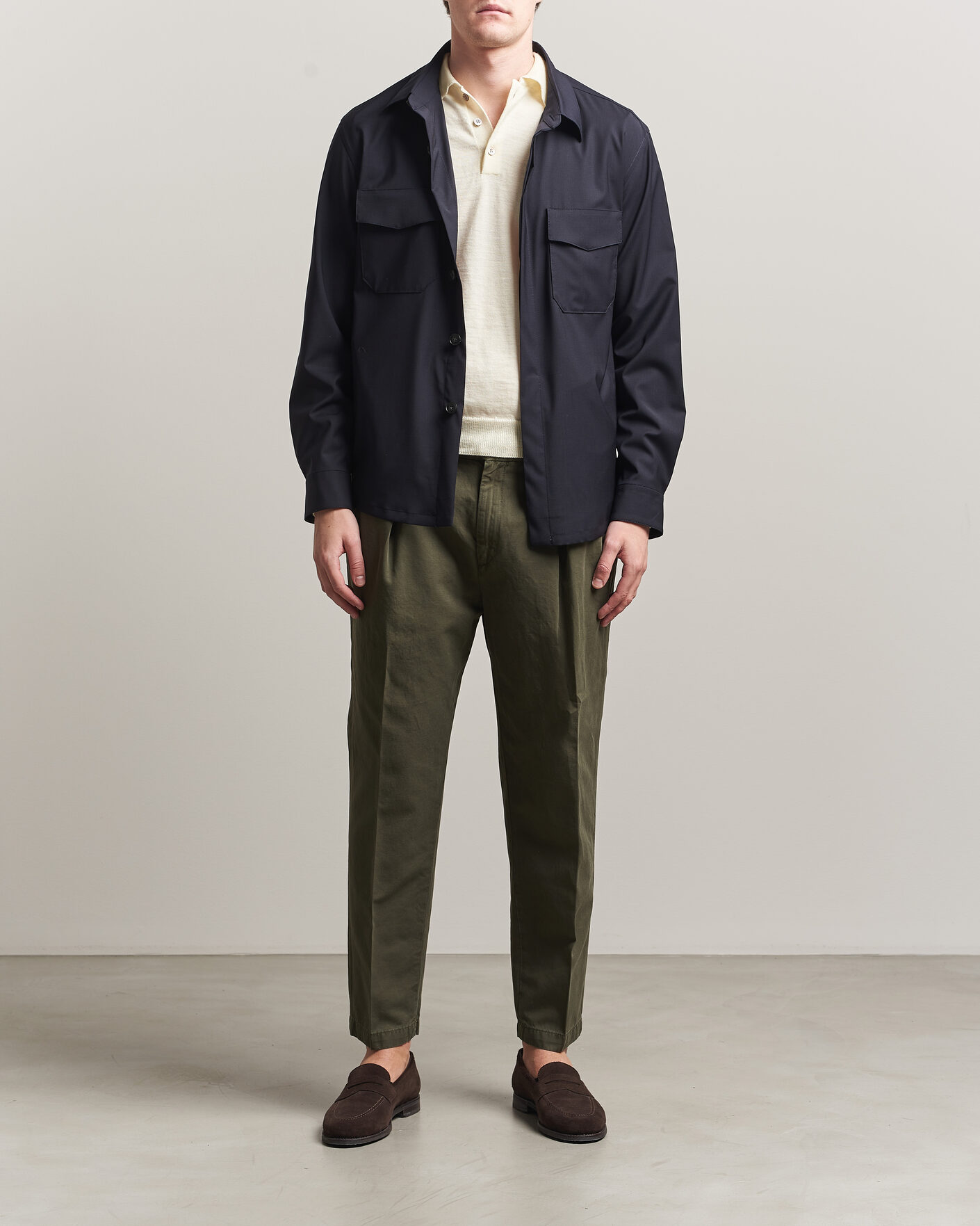 Homme | Pantalons | Briglia 1949 | Portobello Loose Fit Cotton/Linen Trousers Olive