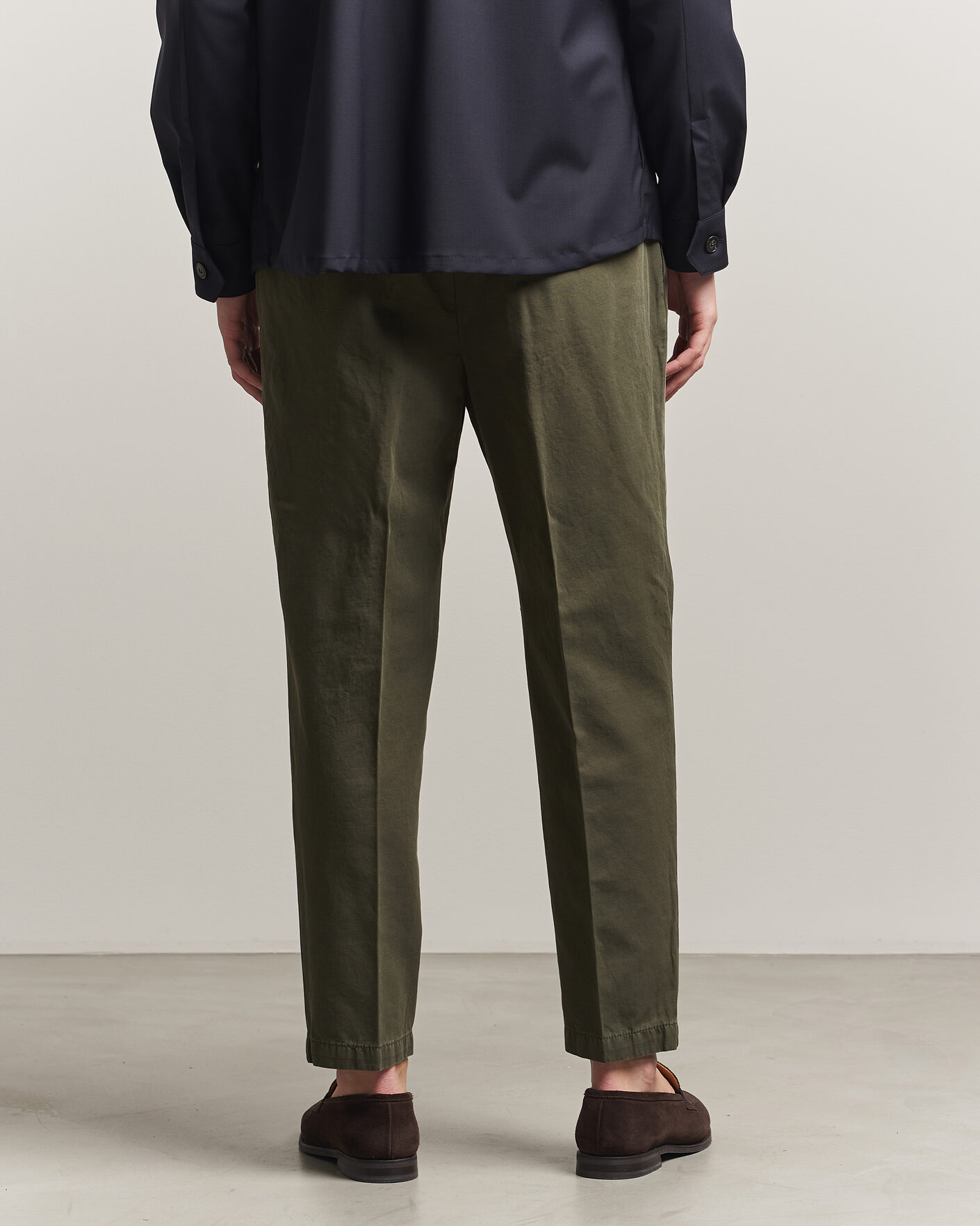 Homme | Pantalons | Briglia 1949 | Portobello Loose Fit Cotton/Linen Trousers Olive