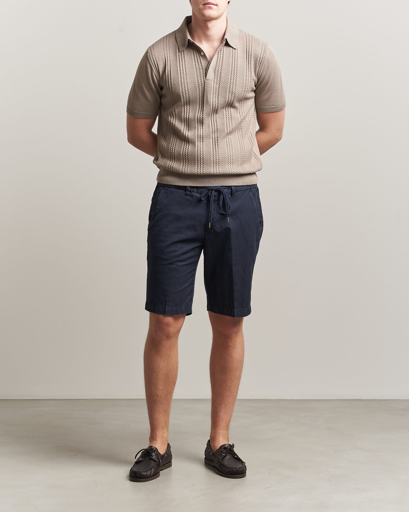Homme | Shorts | Briglia 1949 | Cotton/Linen Drawstring Shorts Navy