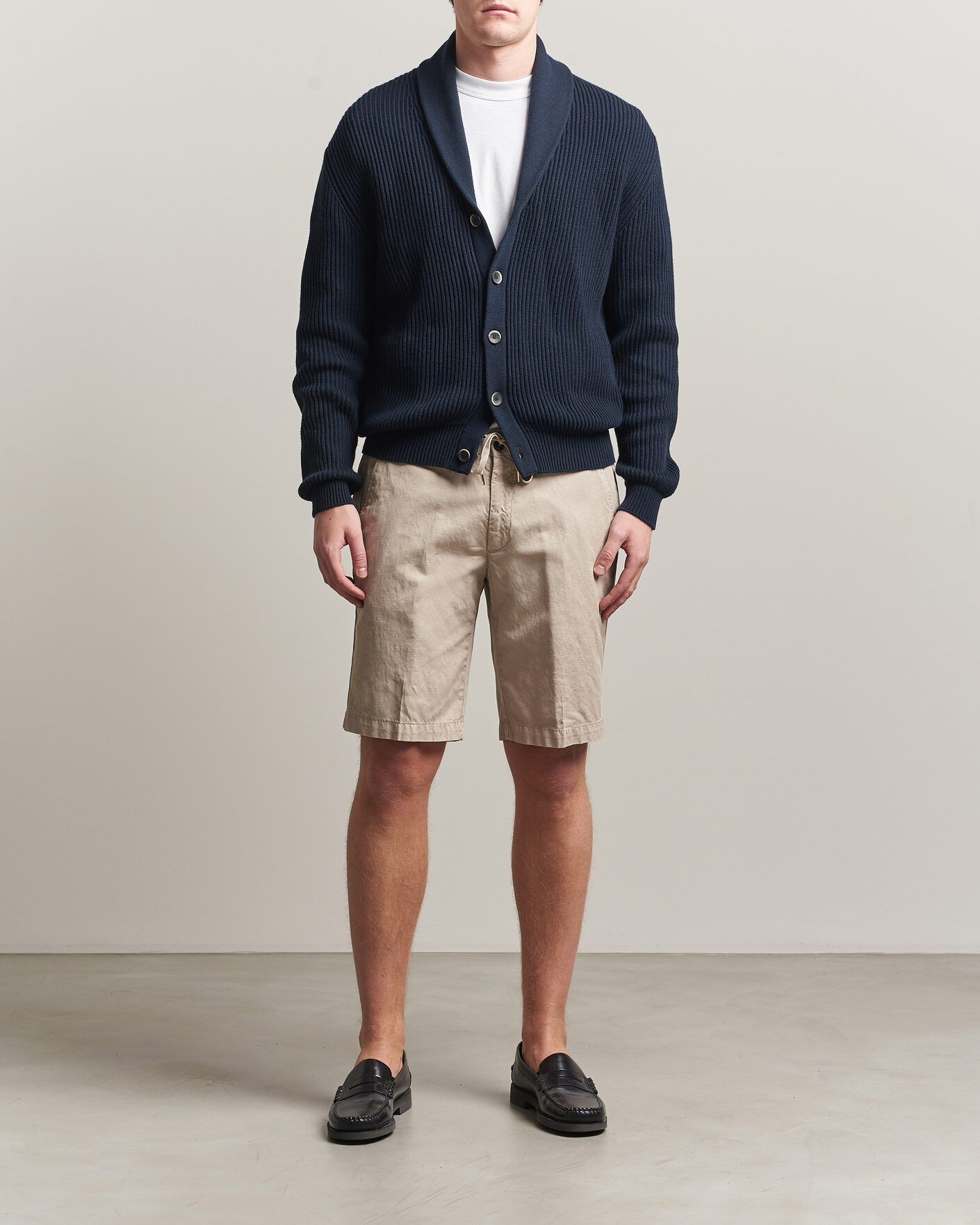 Homme | Shorts | Briglia 1949 | Cotton/Linen Drawstring Shorts Beige