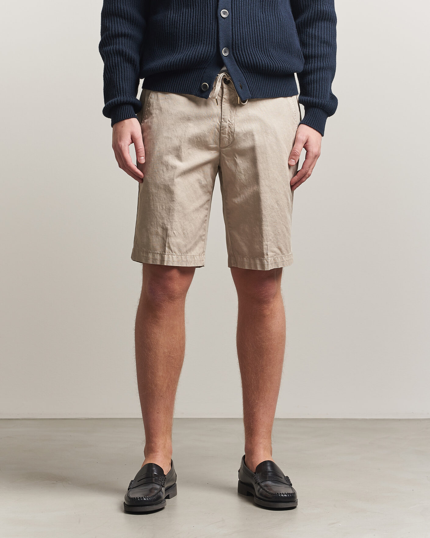 Homme | Shorts | Briglia 1949 | Cotton/Linen Drawstring Shorts Beige