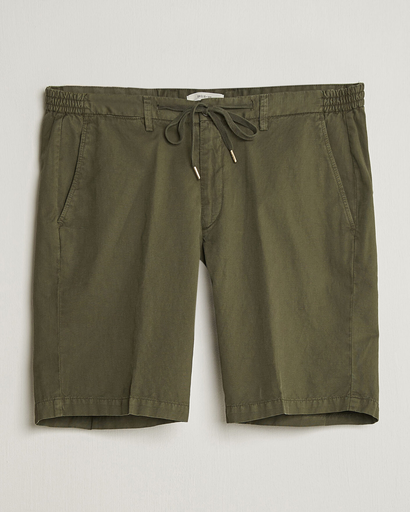 Homme | Shorts | Briglia 1949 | Cotton/Linen Drawstring Shorts Olive
