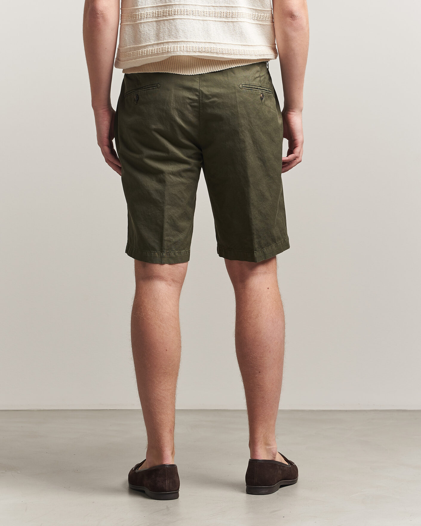 Homme | Shorts | Briglia 1949 | Cotton/Linen Drawstring Shorts Olive