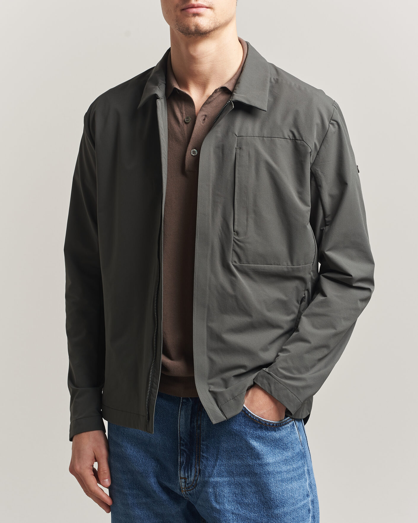 Homme | Manteaux Et Vestes | Scandinavian Edition | Merge II Stretch Shirt Jacket Dark Olive