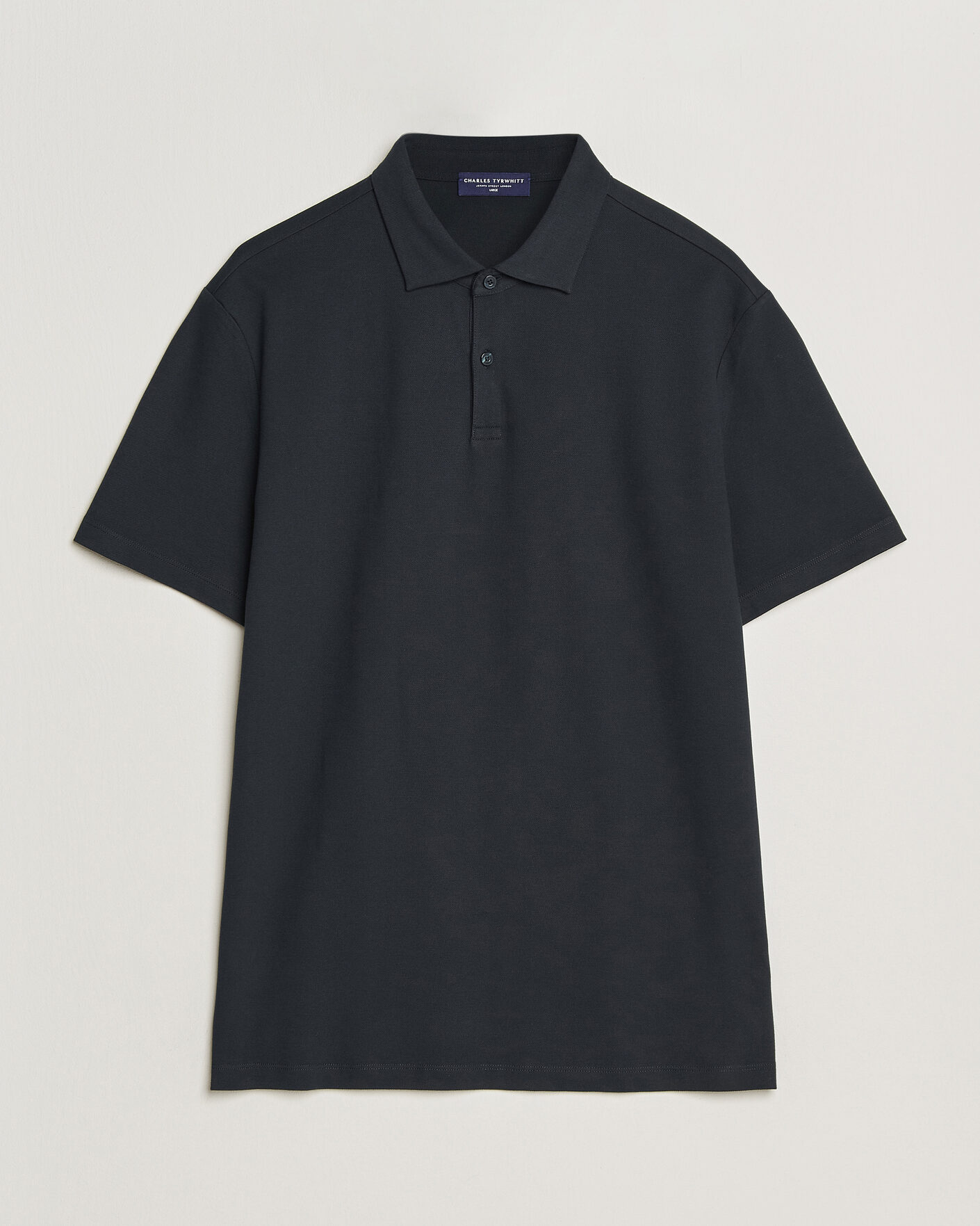 Homme | Polos | Charles Tyrwhitt | Smart Stretch Pique Polo Black