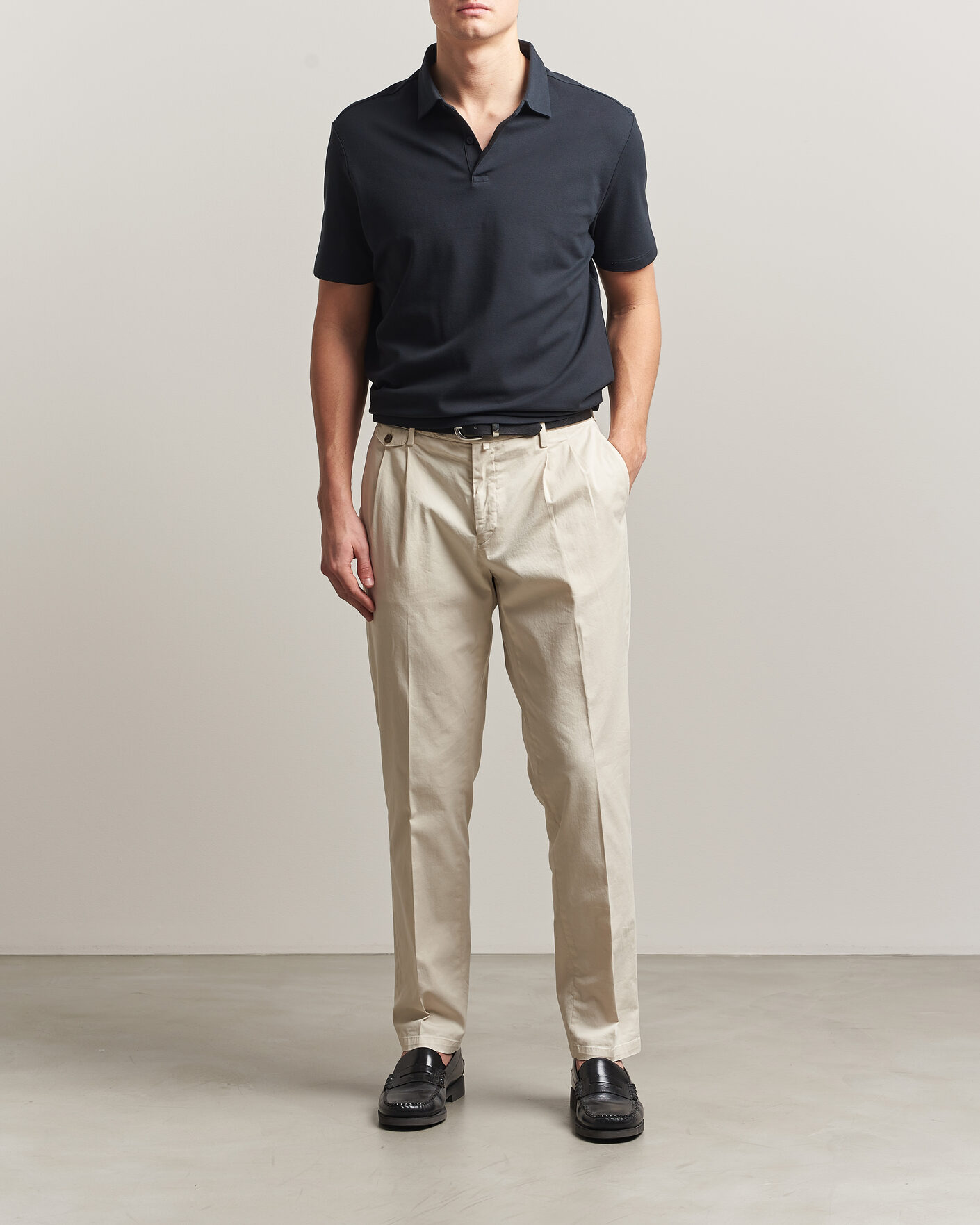 Homme | Polos | Charles Tyrwhitt | Smart Stretch Pique Polo Black