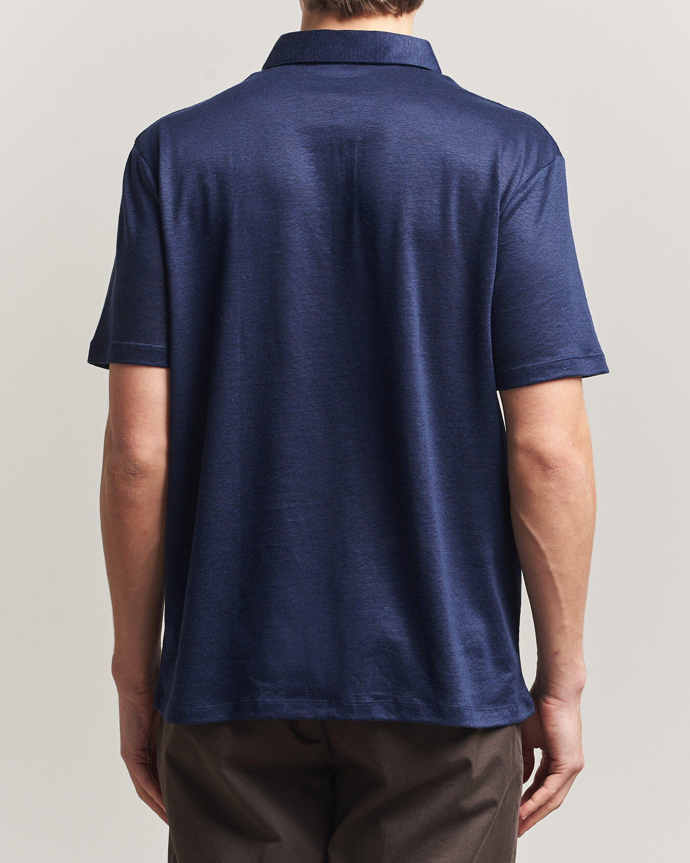 Homme | Polos | Charles Tyrwhitt | Short Sleeve Linen Polo Navy