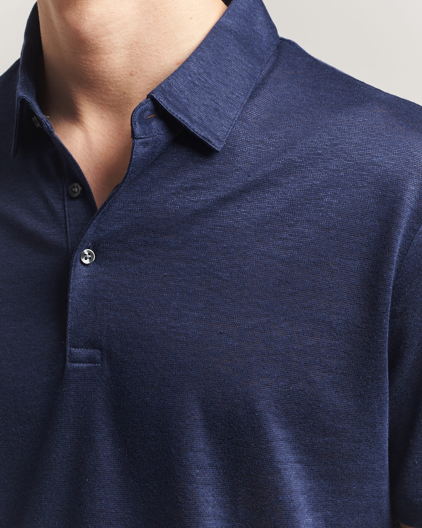 Homme | Polos | Charles Tyrwhitt | Short Sleeve Linen Polo Navy