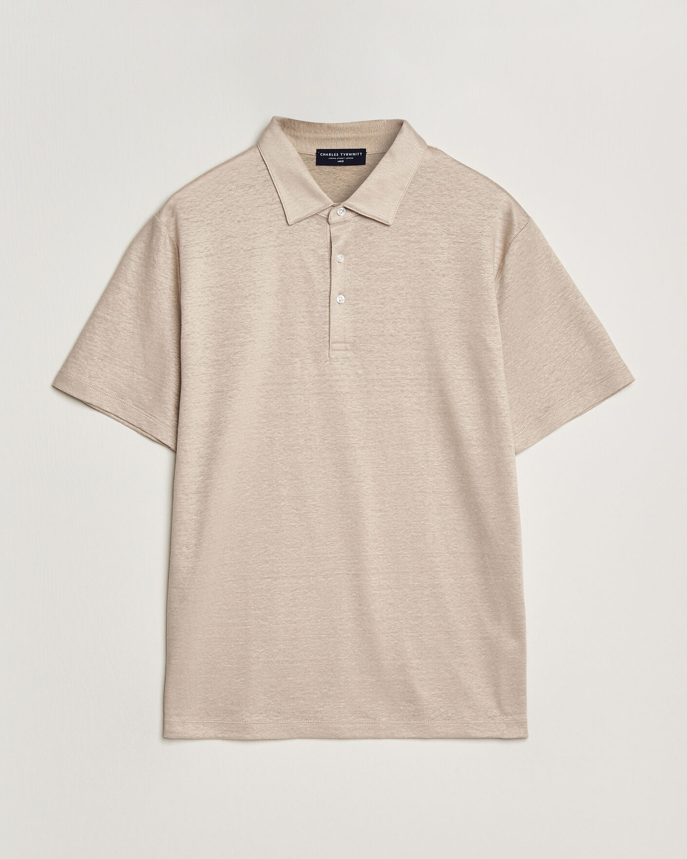 Homme | Polos | Charles Tyrwhitt | Short Sleeve Linen Polo Oatmeal