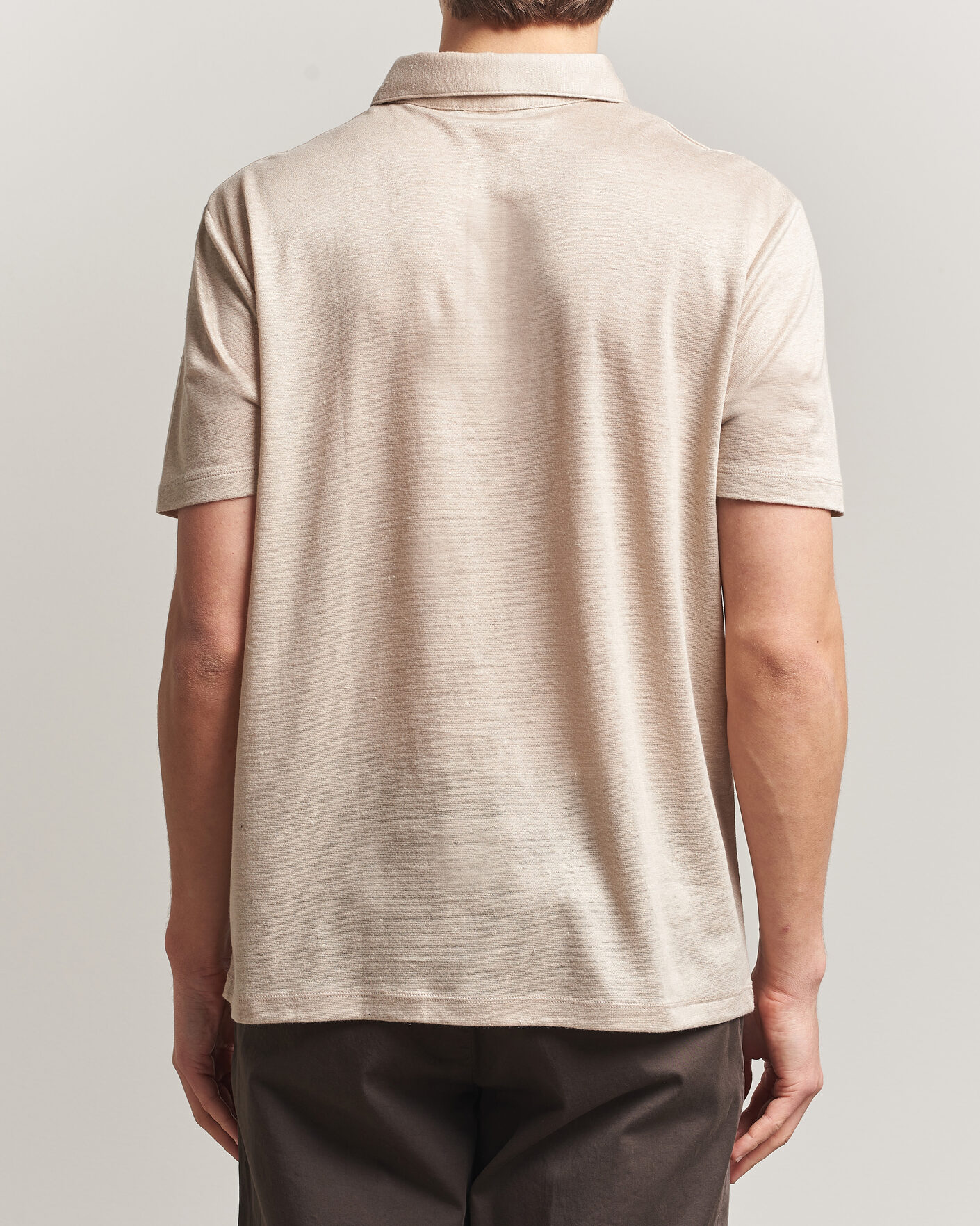 Homme | Polos | Charles Tyrwhitt | Short Sleeve Linen Polo Oatmeal