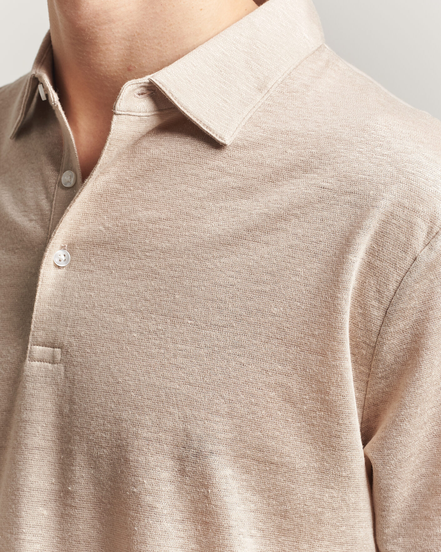 Homme | Polos | Charles Tyrwhitt | Short Sleeve Linen Polo Oatmeal