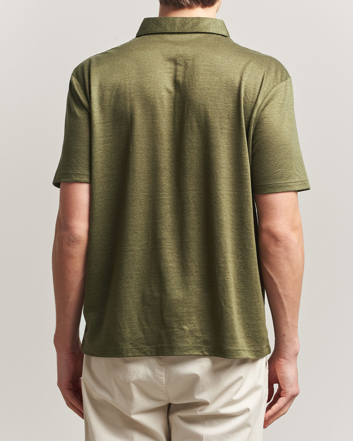 Homme | Polos | Charles Tyrwhitt | Short Sleeve Linen Polo Olive