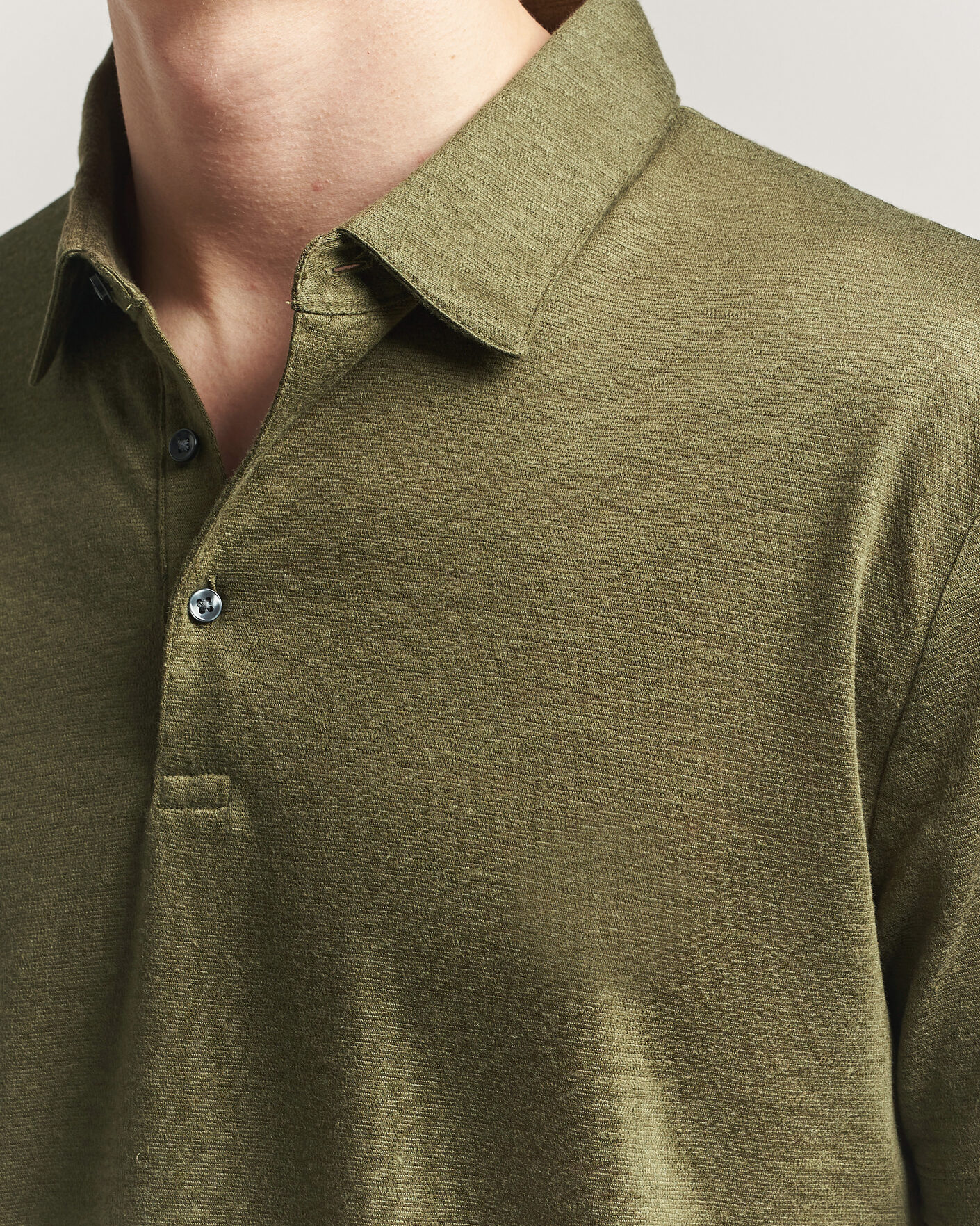 Homme | Polos | Charles Tyrwhitt | Short Sleeve Linen Polo Olive