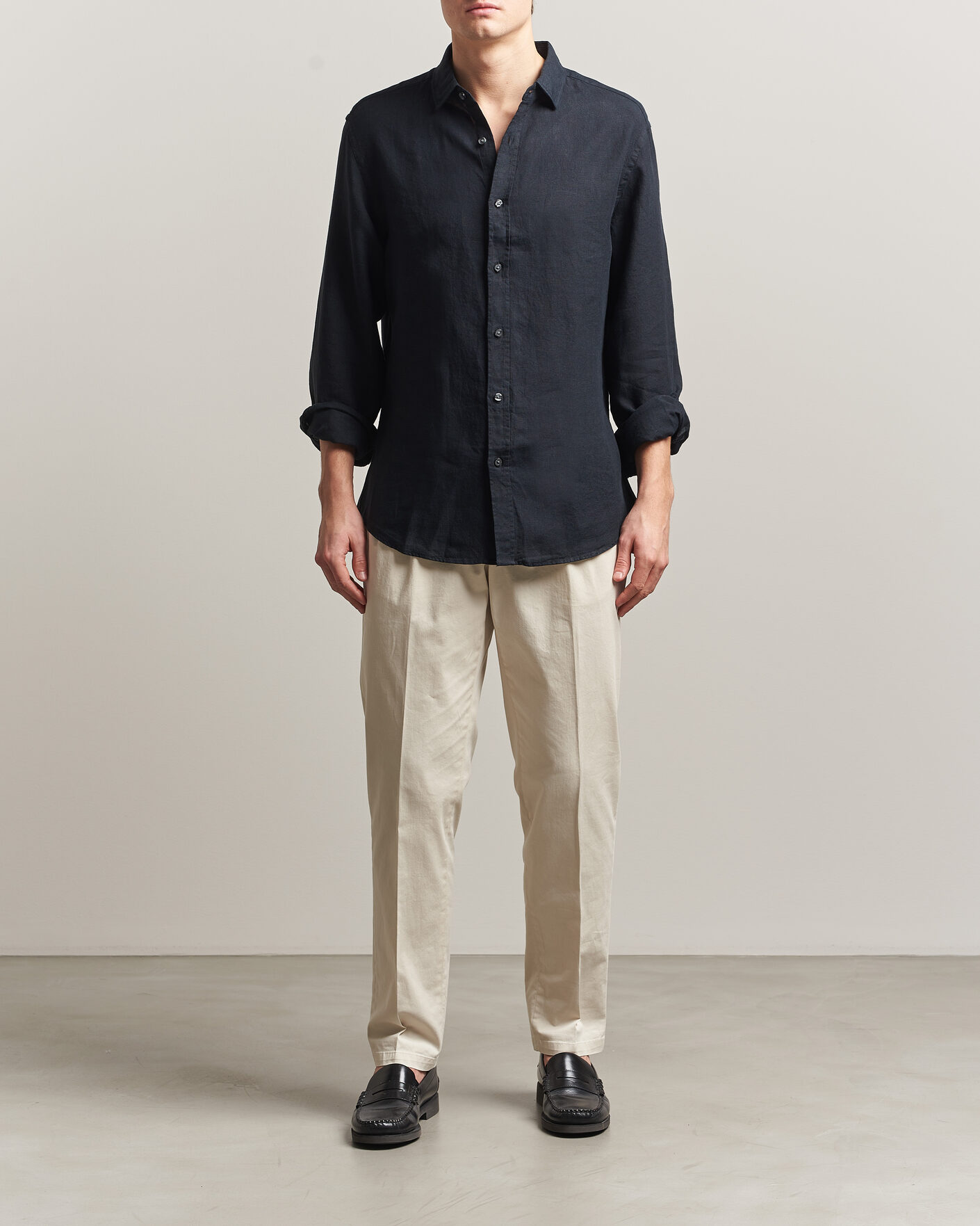 Homme | Chemises | Charles Tyrwhitt | Pure Linen Slim Fit Shirt Black