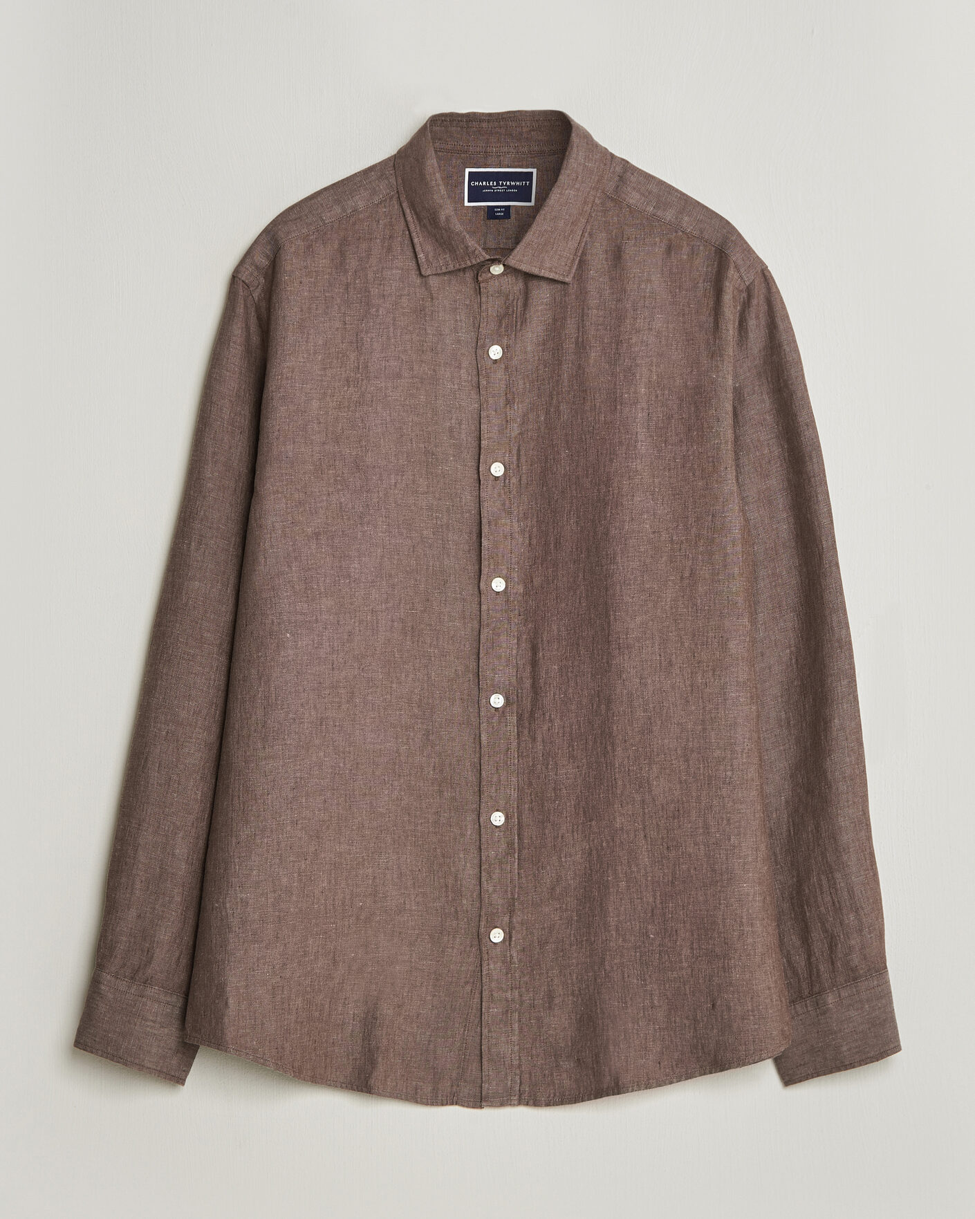 Homme | Chemises | Charles Tyrwhitt | Pure Linen Slim Fit Shirt Mocha