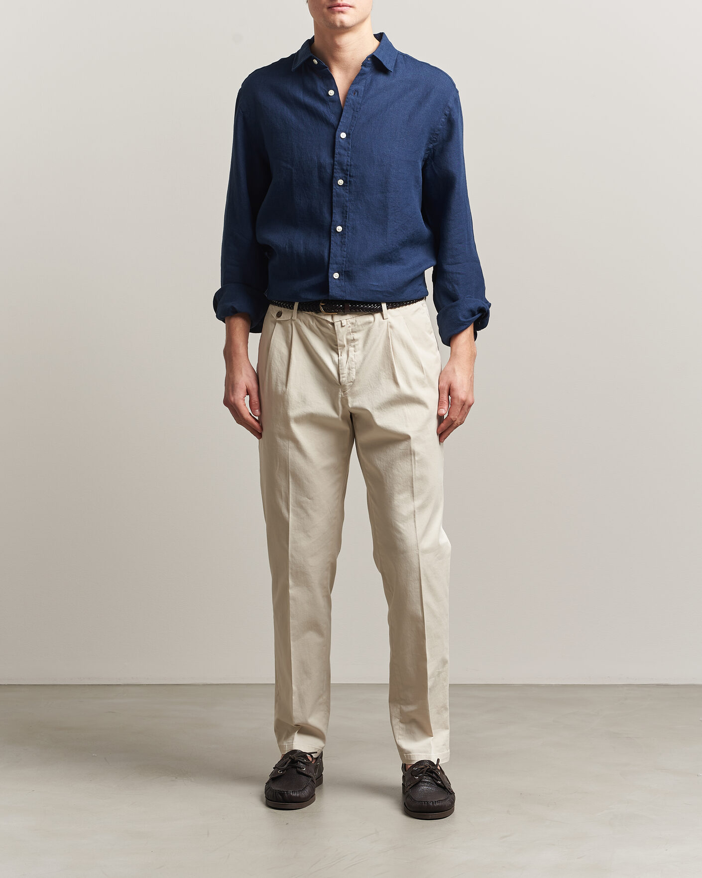 Homme | Chemises | Charles Tyrwhitt | Pure Linen Slim Fit Shirt Navy