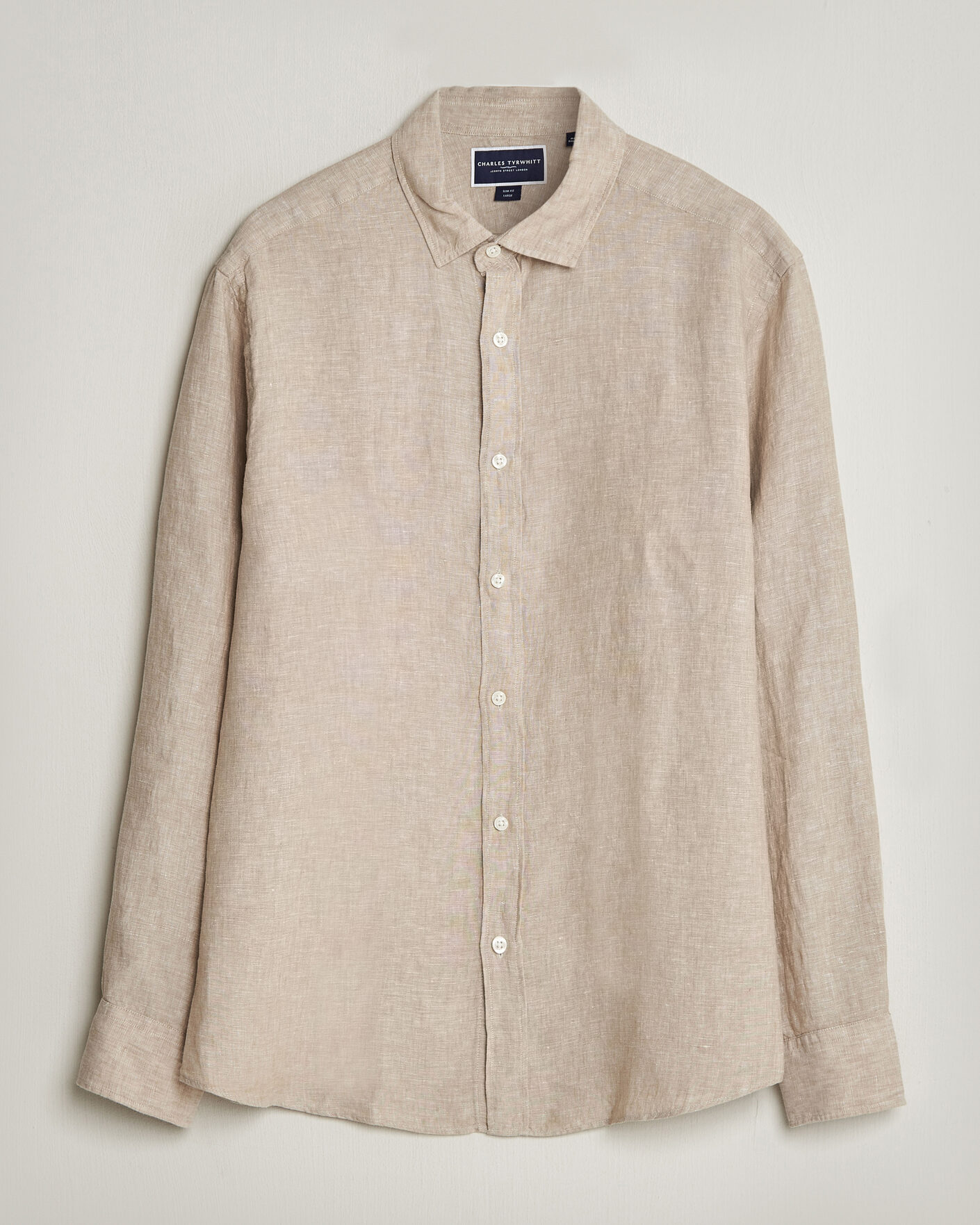 Homme | Chemises | Charles Tyrwhitt | Pure Linen Slim Fit Shirt Oatmeal