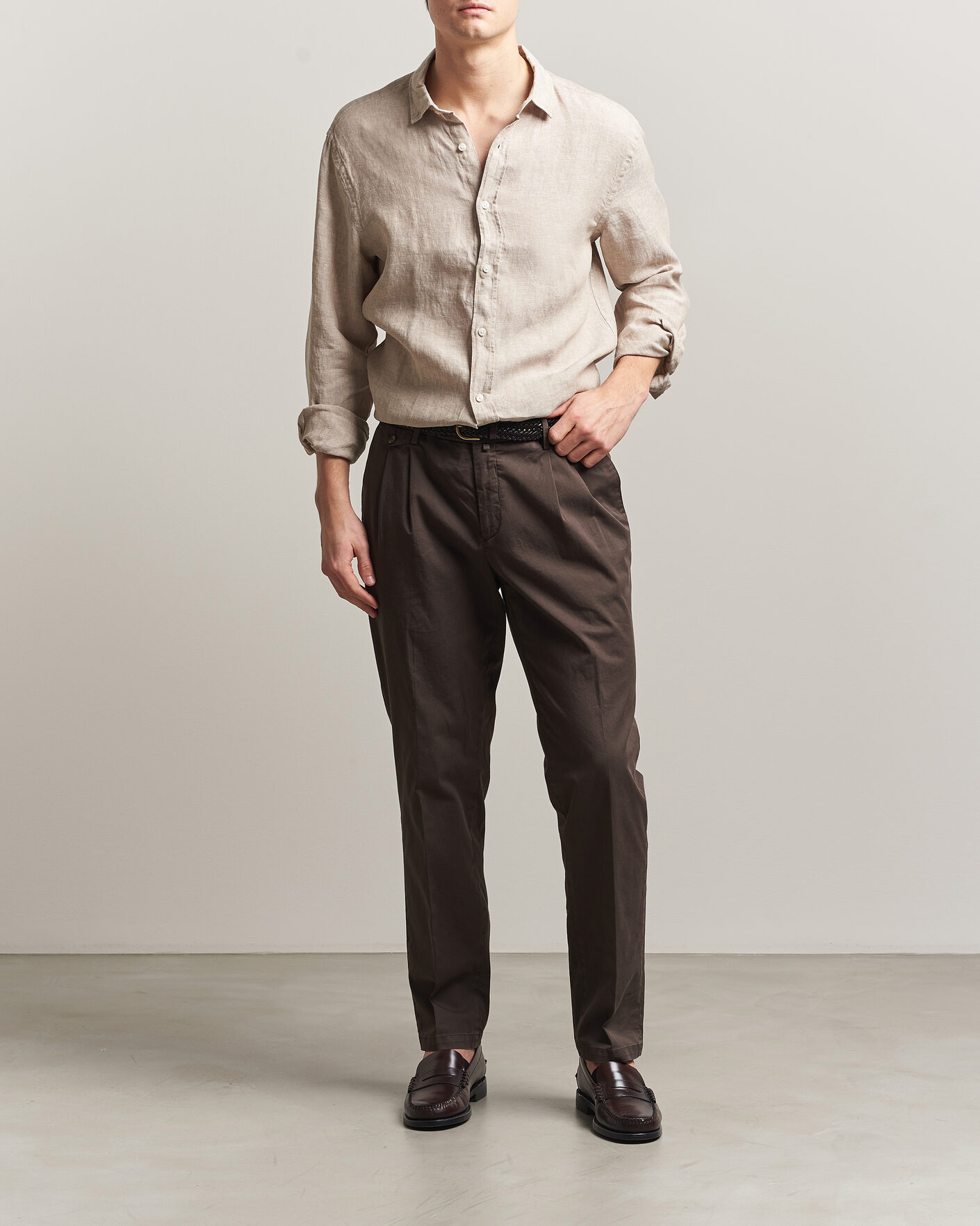 Homme | Chemises | Charles Tyrwhitt | Pure Linen Slim Fit Shirt Oatmeal