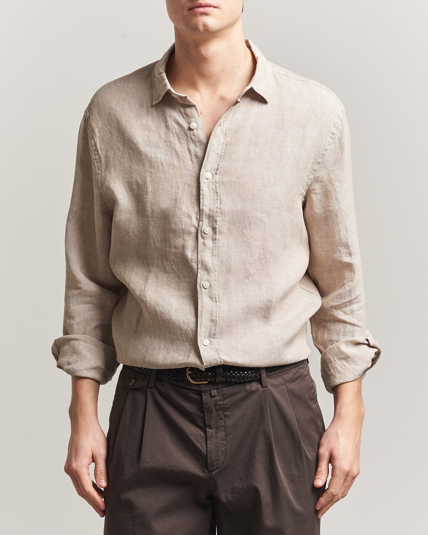Homme | Chemises | Charles Tyrwhitt | Pure Linen Slim Fit Shirt Oatmeal