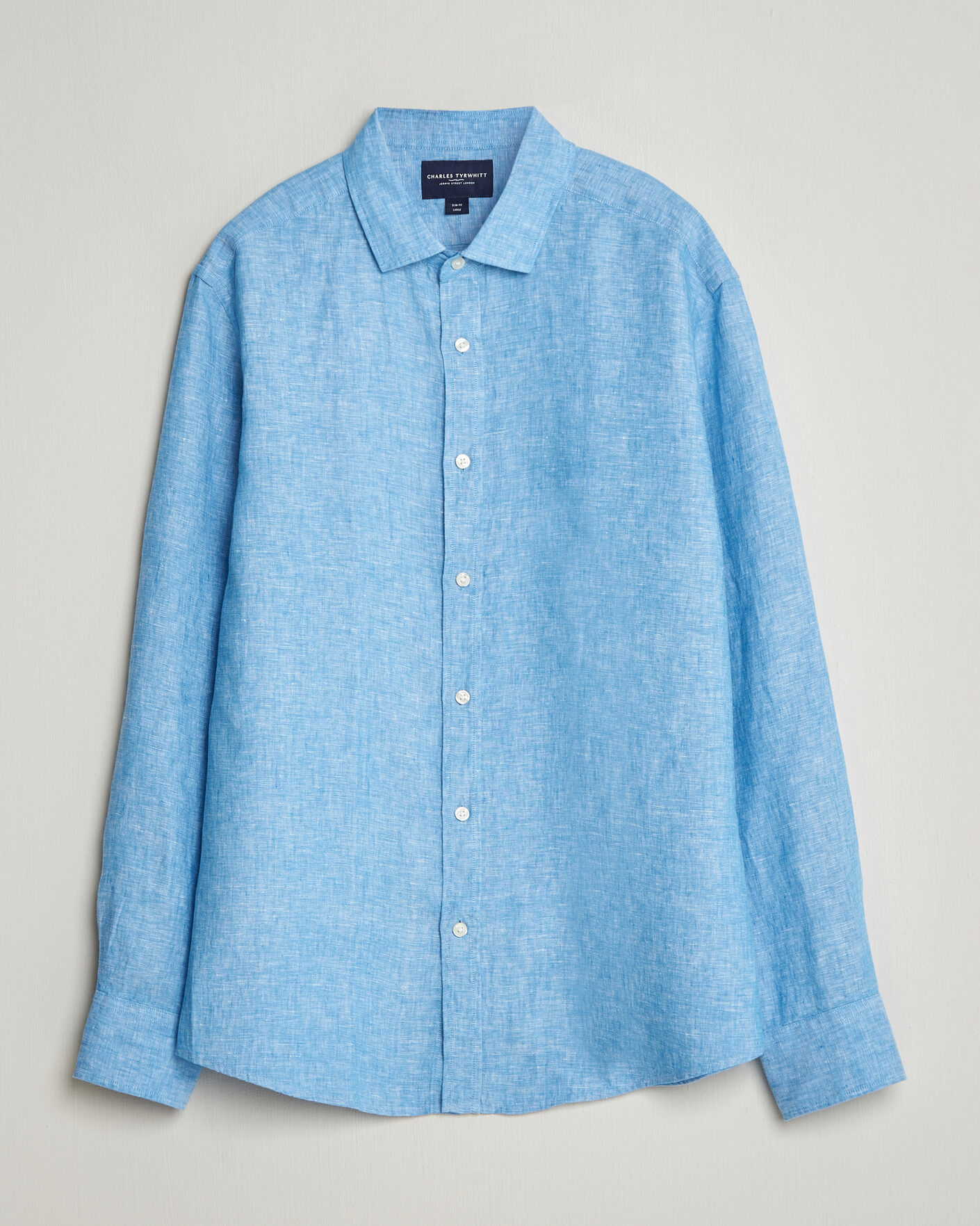 Homme | Chemises | Charles Tyrwhitt | Pure Linen Slim Fit Shirt Ocean Blue