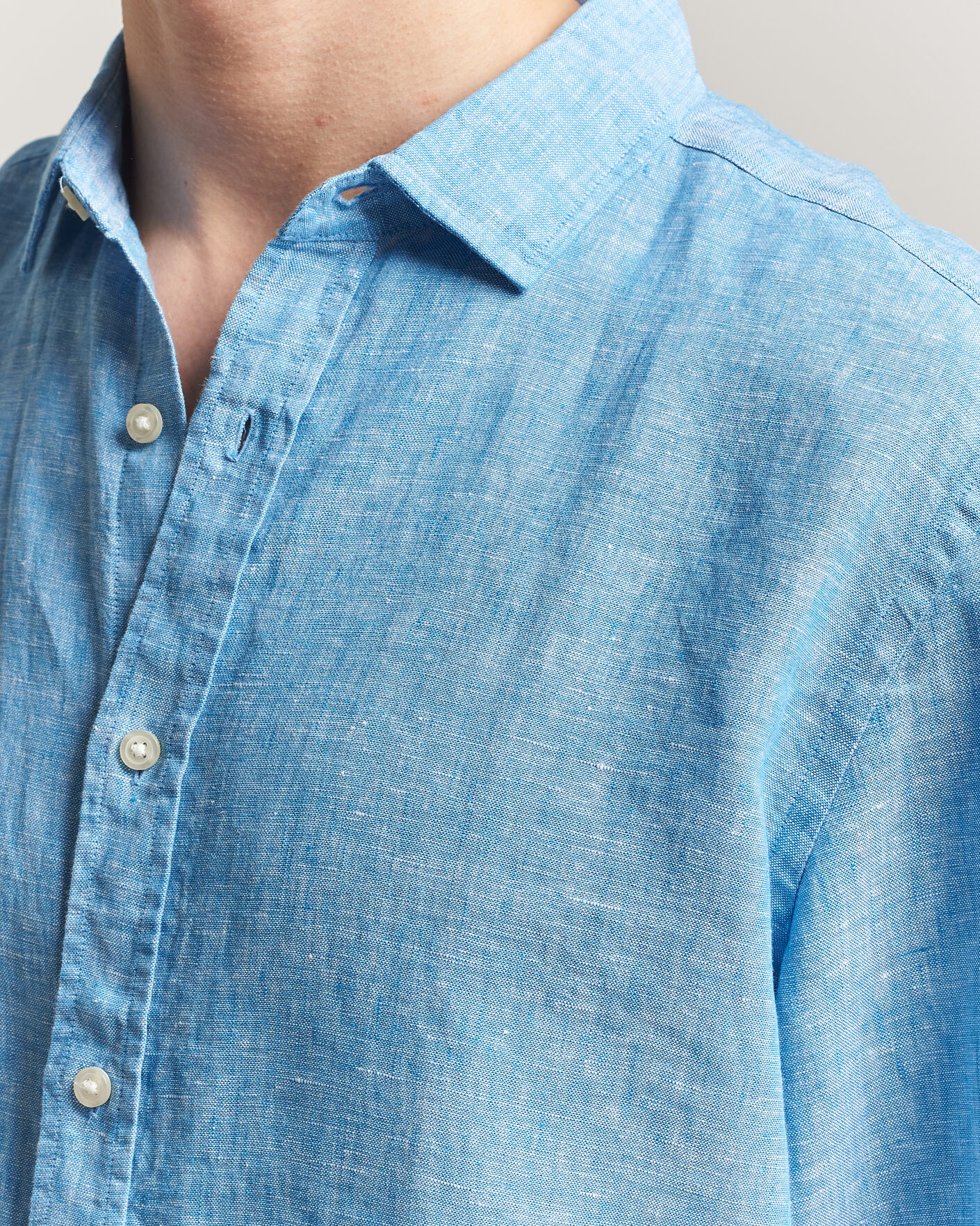 Homme | Chemises | Charles Tyrwhitt | Pure Linen Slim Fit Shirt Ocean Blue