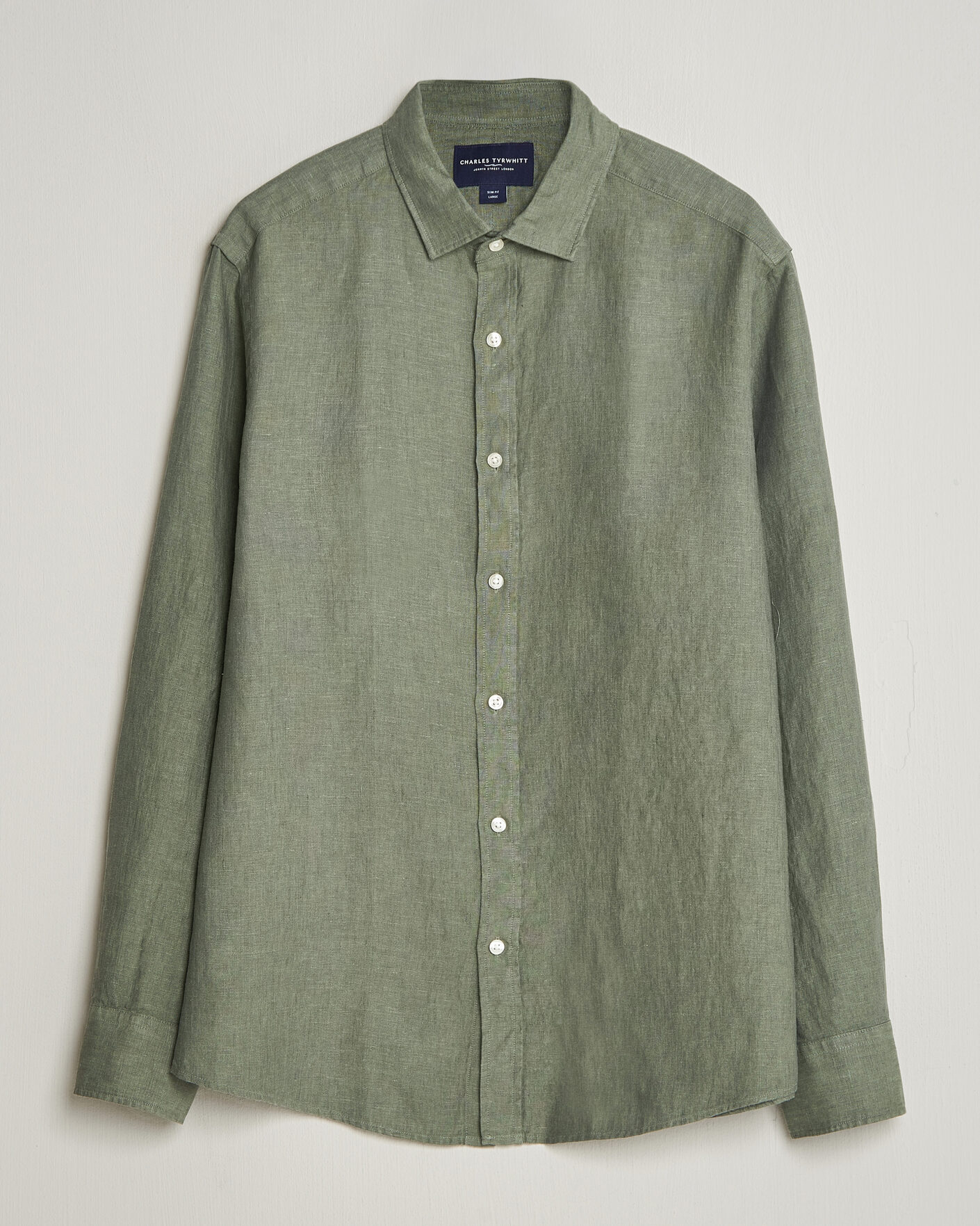 Homme | Chemises | Charles Tyrwhitt | Pure Linen Slim Fit Shirt Olive Green