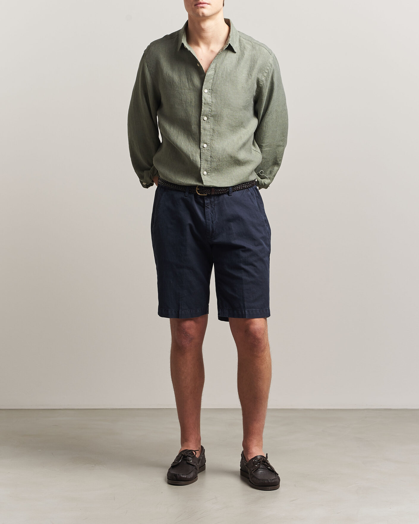 Homme | Chemises | Charles Tyrwhitt | Pure Linen Slim Fit Shirt Olive Green