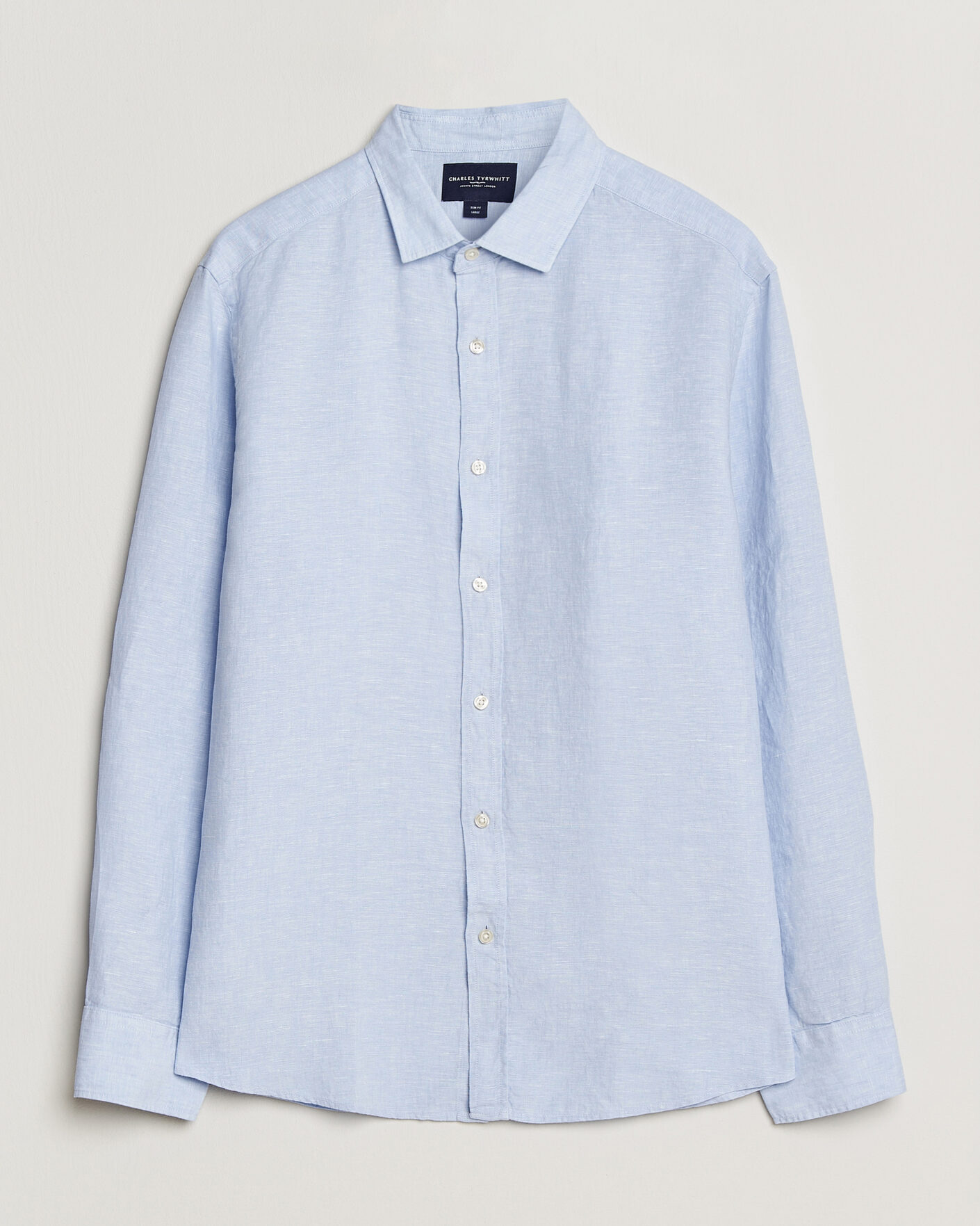 Homme | Chemises | Charles Tyrwhitt | Pure Linen Slim Fit Shirt Sky Blue