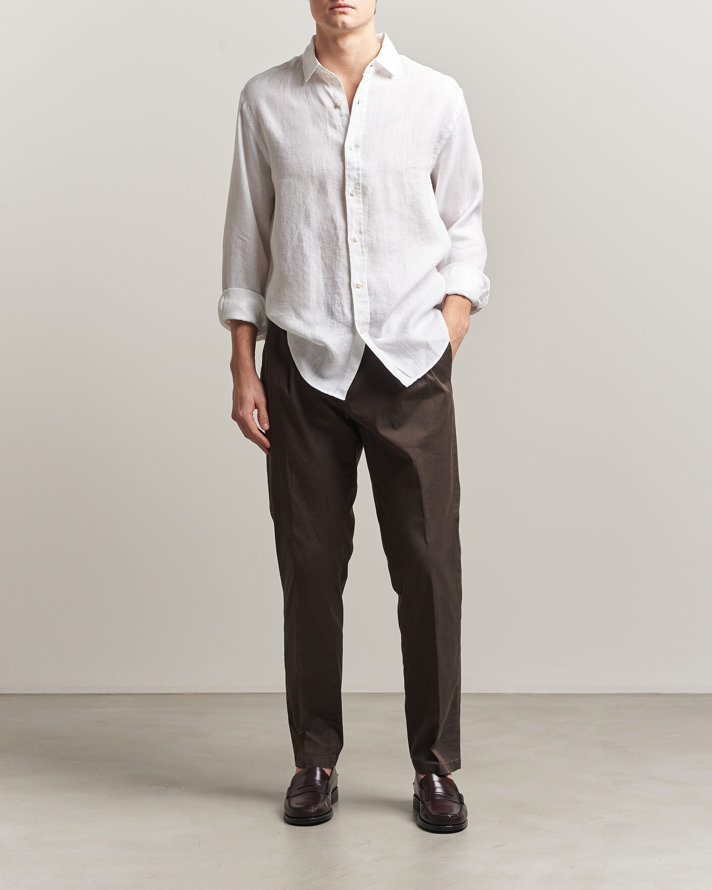 Homme | Chemises | Charles Tyrwhitt | Pure Linen Slim Fit Shirt White