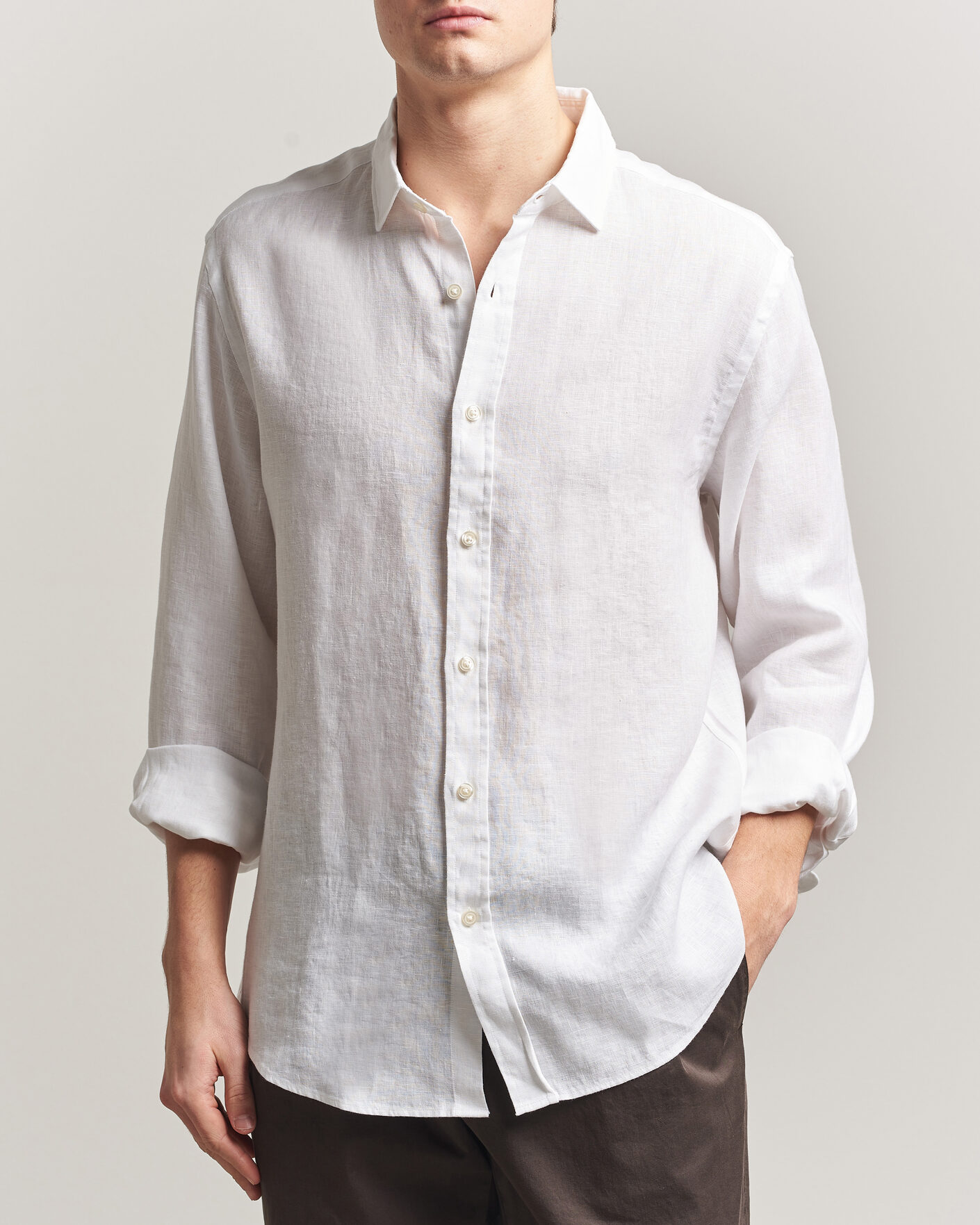 Homme | Chemises | Charles Tyrwhitt | Pure Linen Slim Fit Shirt White