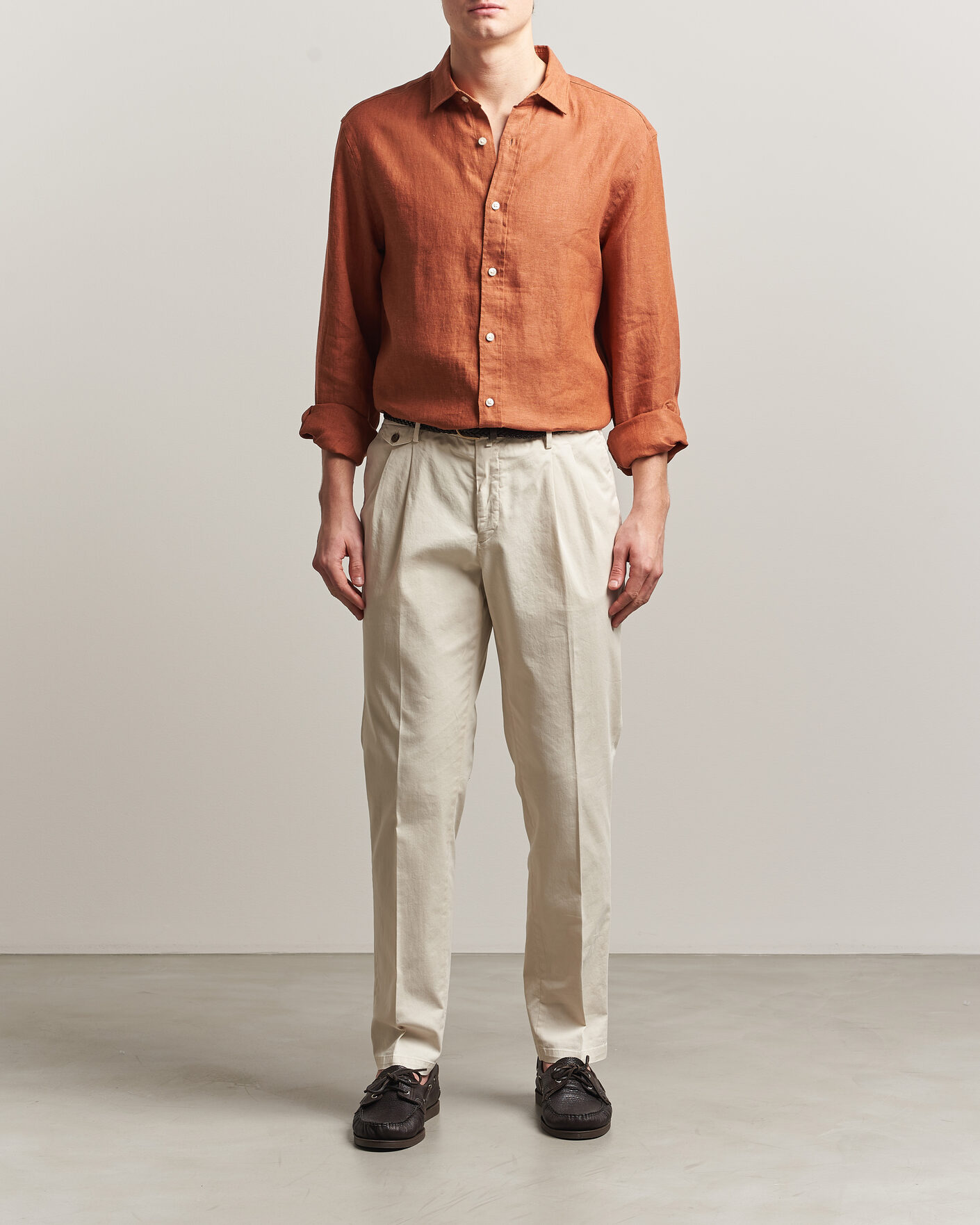 Homme | Chemises | Charles Tyrwhitt | Pure Linen Slim Fit Shirt Burnt Orange