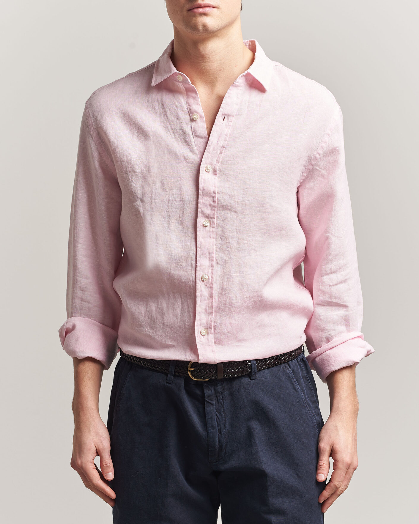 Homme | Chemises | Charles Tyrwhitt | Pure Linen Slim Fit Shirt Pink