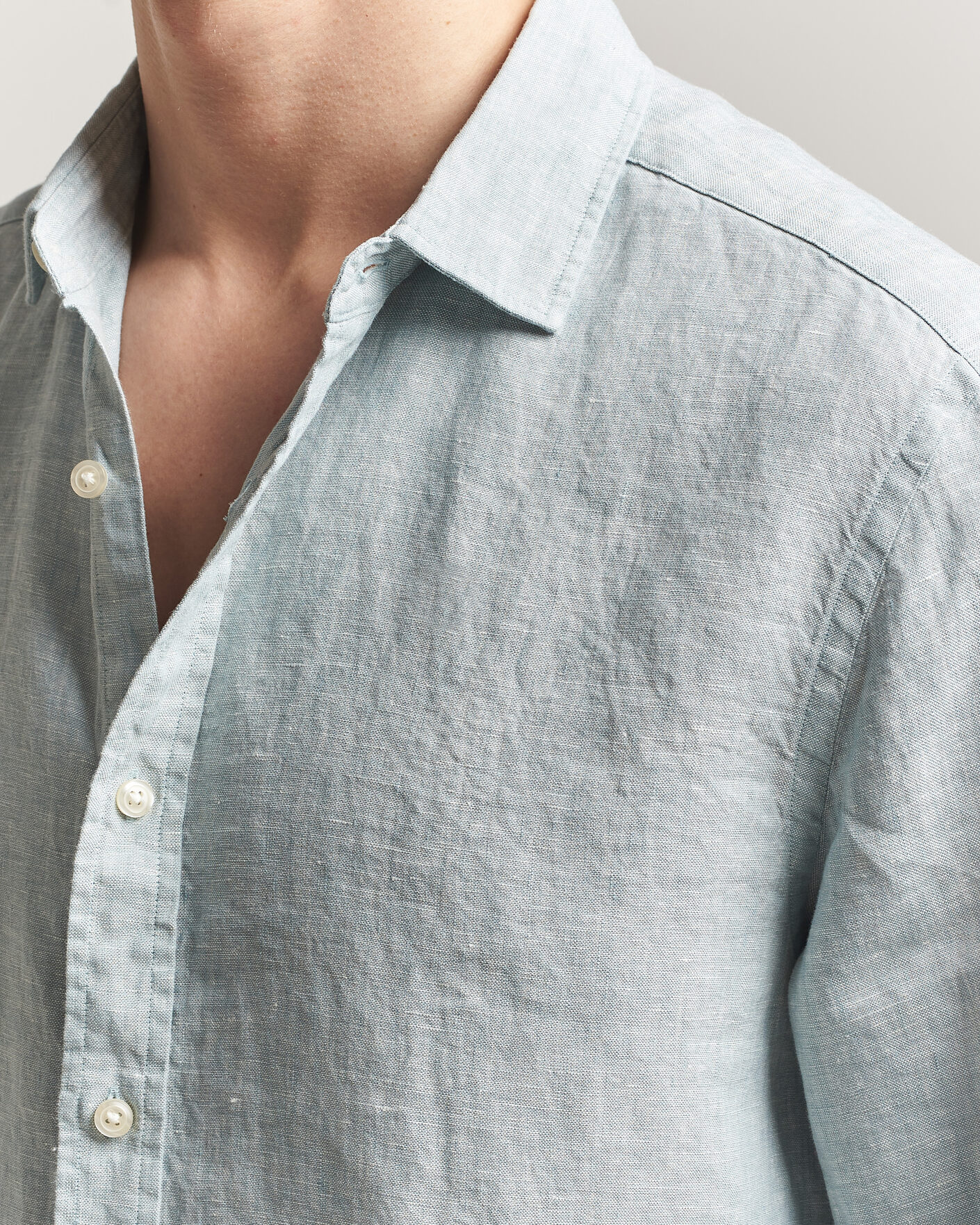 Homme | Chemises | Charles Tyrwhitt | Pure Linen Slim Fit Shirt Pale Teal Green